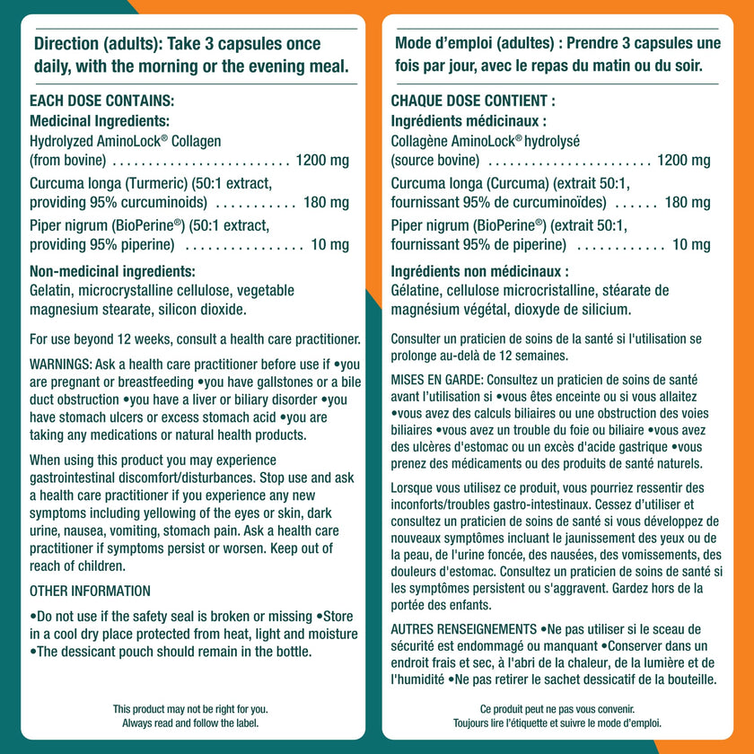 Genacol Anti-Inflammatory (60-Day Supply) – Turmeric Curcumin Supplement with Black Pepper (BioPerine) and Collagen Peptides, Relieves Inflammation, Osteoarthritis Pain Relief, 180 Capsules 🍁 All In One Marketplace Canada
