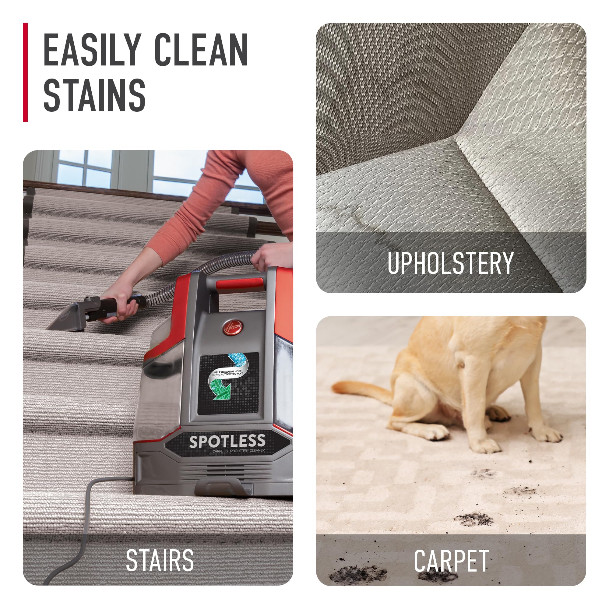 Hoover Spotless Portable Carpet + Upholstery Spot Cleaner Machine, Lightweight Shampooer Machine, Pet Stain Remover, Car and Auto Detailer, Pair with Hoover Carpet Cleaner Solution 🍁 All In One Marketplace Canada
