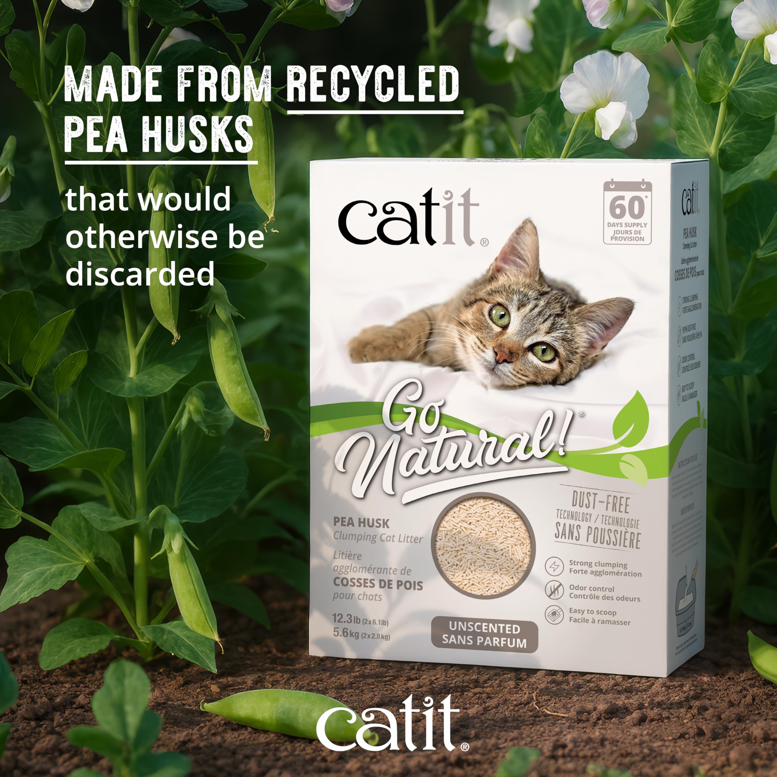 Catit Go Natural Pea Husk Clumping Cat Litter, Unscented, 5.6 kg, Dust Free & Lightweight Cat Litter, Easy to Scoop, Litiere Pour Chat 🍁 All In One Marketplace Canada