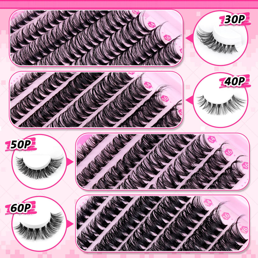 wiwoseo Cluster Eyelash Extensions 560pcs Lash Clusters Wipsy Cluster Lashes D Curl Eyelashes Clusters Individual Lashes DIY Lash Extensions Cluster Eyelash Natural Look Eyelashes (8-16MM) 🍁 All In One Marketplace Canada