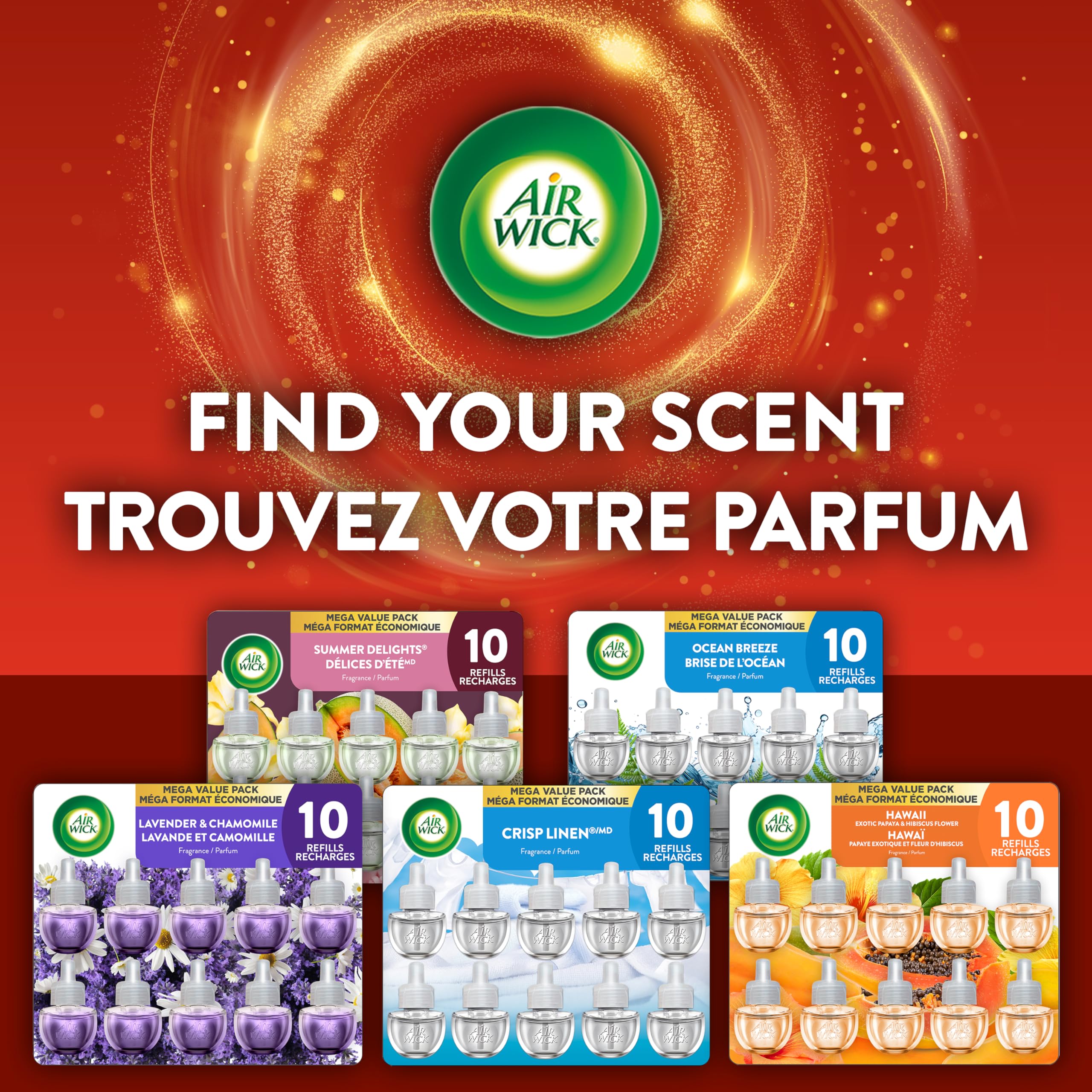 Air Wick Plug In Scented Oil Air Freshener Refills for Home – Infused with Essential Oils – 10 Count – Apple Cinnamon Scent – Mega Value Pack 🍁 All In One Marketplace Canada