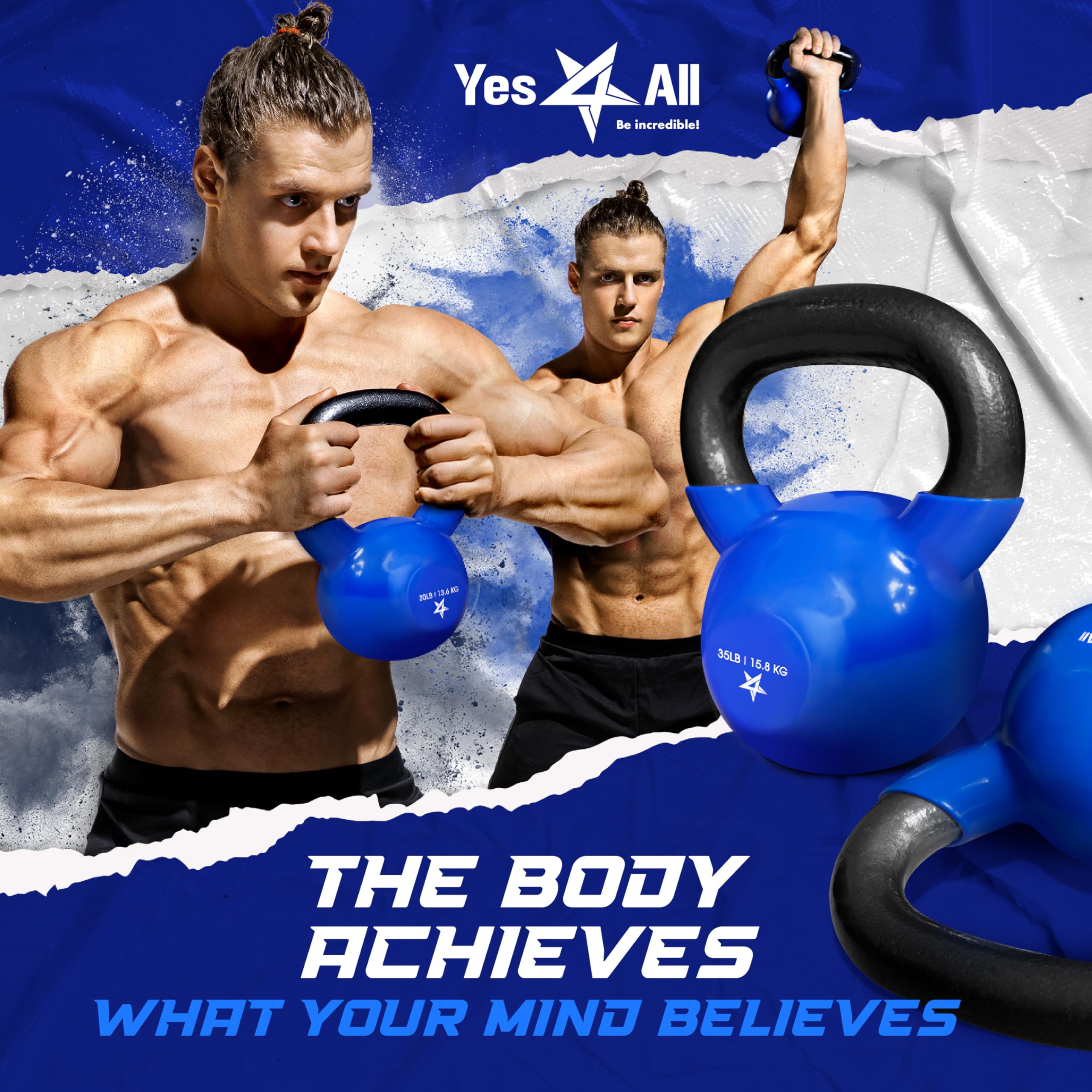 Yes4All Vinyl Coated Kettlebell Weights Set – Great for Full Body Workout and Strength Training – Vinyl Kettlebell 15 lbs 🍁 All In One Marketplace Canada