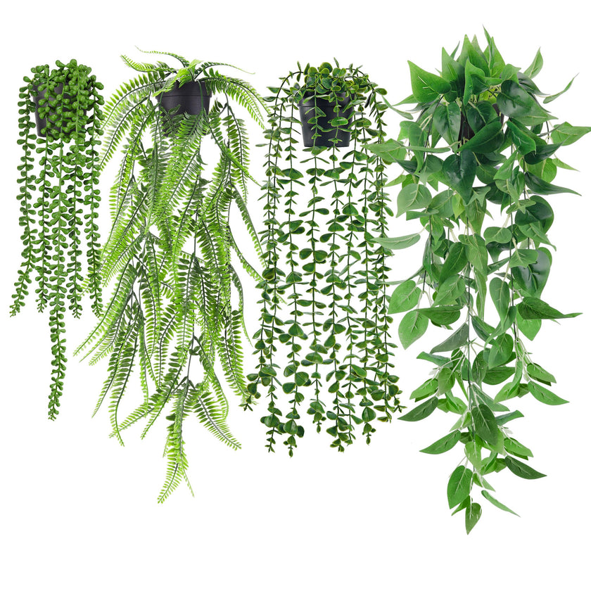 Der Rose 4Pcs Fake Plants, Artificial Plants Fake Hanging Plants for Boho Home Bathroom Bedroom Living Room Office Wall Shelf Decor Indoor Outdoor 🍁 All In One Marketplace Canada