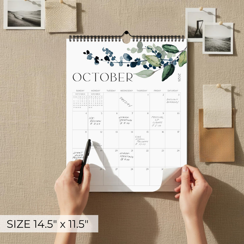 Aesthetic 2026-2027 Wall Calendar - Runs from January 2026 Until July 2027 - The Perfect Modern Greenery Calendar Planner for Easy Organizing 🍁 All In One Marketplace Canada