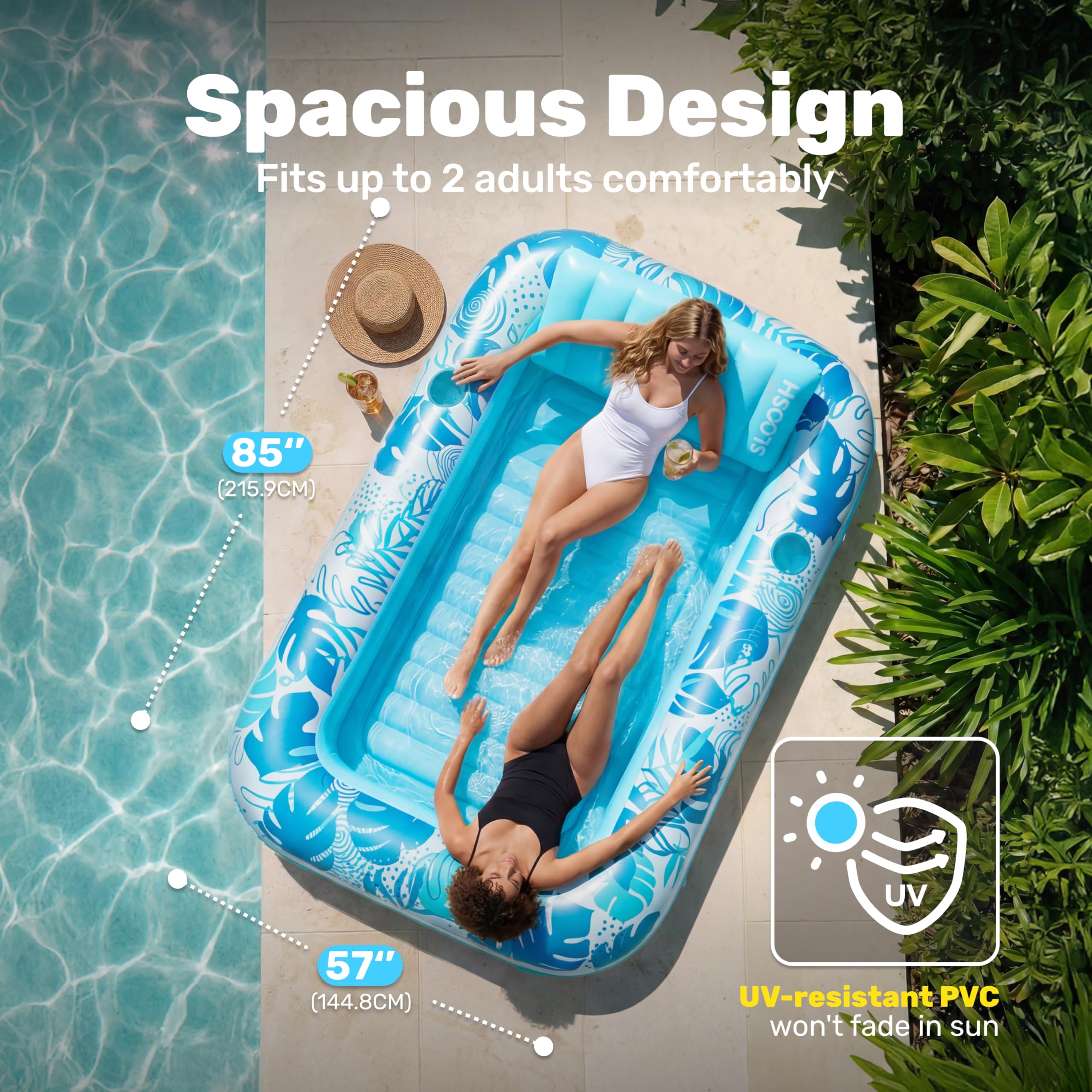 Sloosh Inflatable Tanning Pool Lounger Float-XL, 85