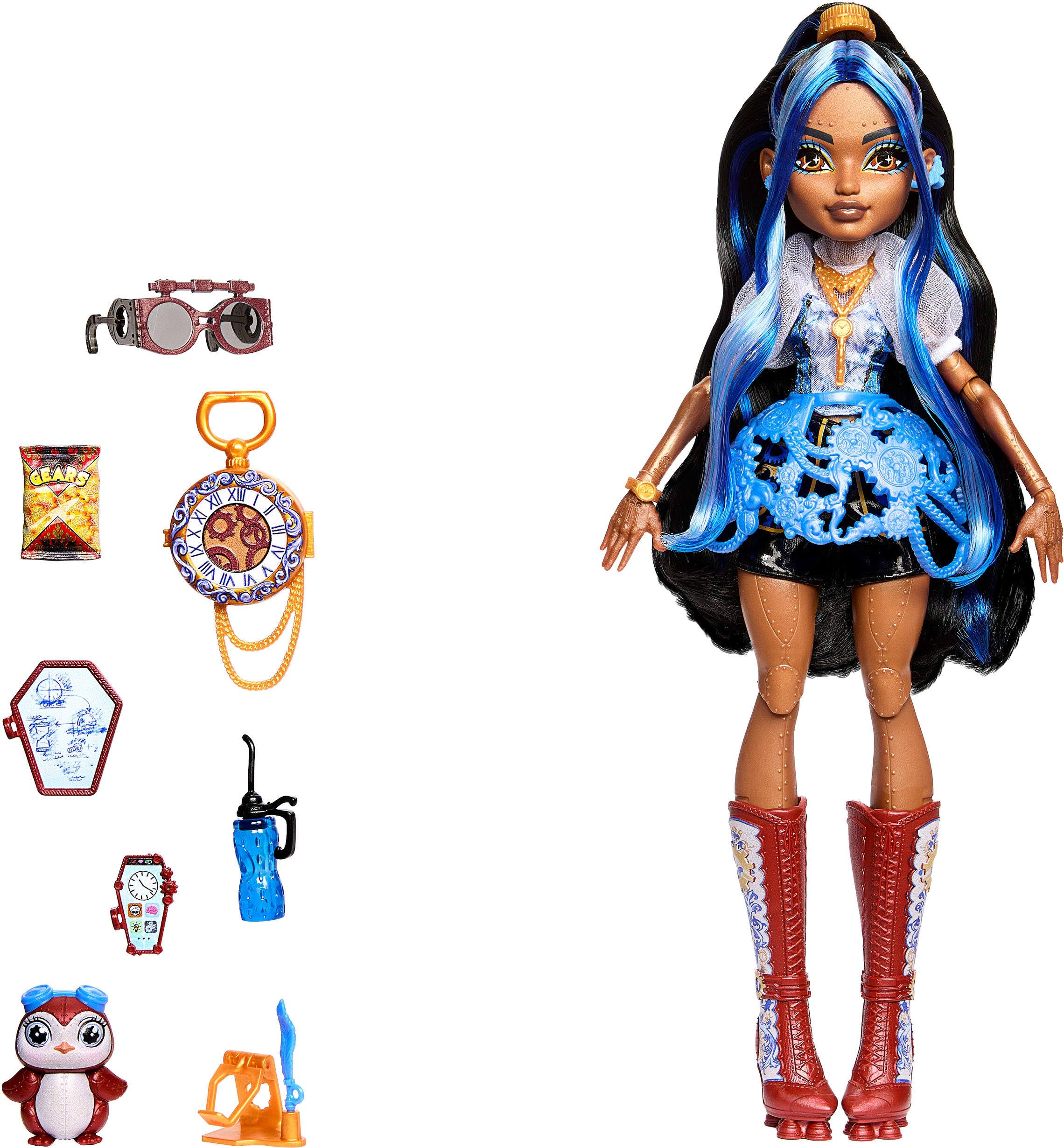 Monster High Doll, Robecca Steam in Blue Blouse and Black Shorts with Pet Penguin Captain Penny and 7 Accessories Like Flying Goggles and Purse 🍁 All In One Marketplace Canada