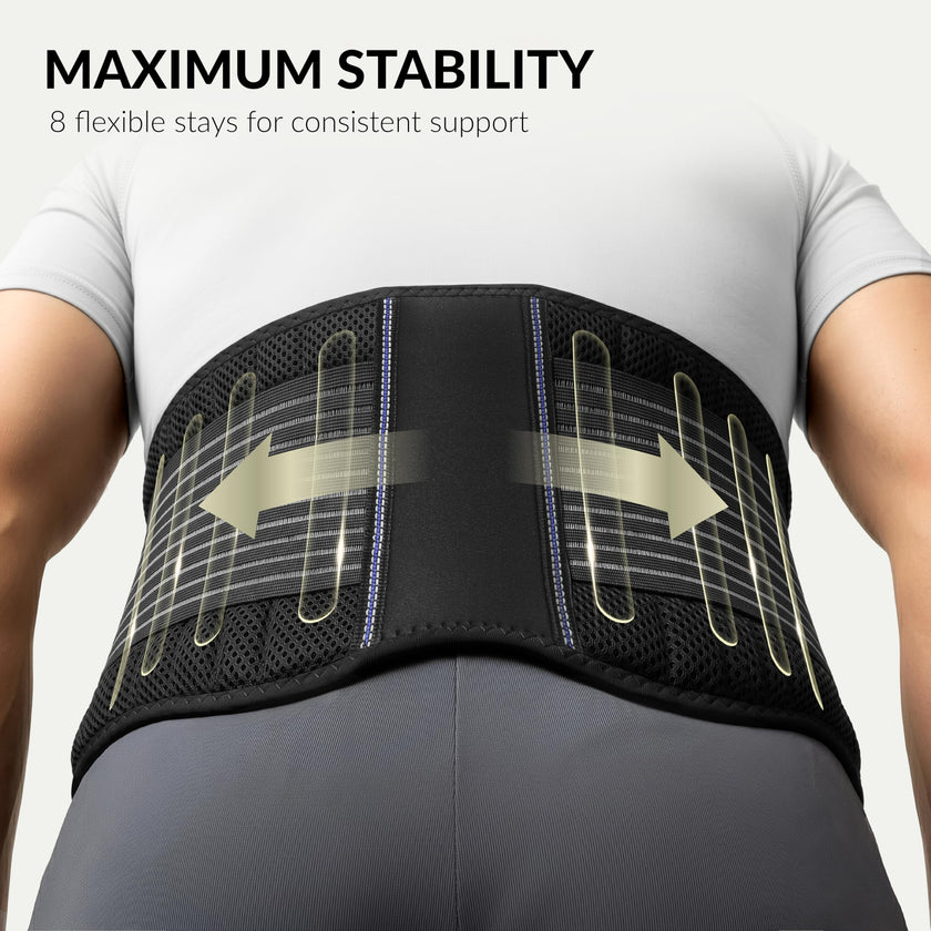 BraceUP Back Support, Back Brace for Men and Women - Lumbar Support Lower Back Belt for Back Pain Relief, Herniated Disc, Heavy lifting, with Dual Adjustable Straps (L/XL 90-110 cm) 🍁 All In One Marketplace Canada