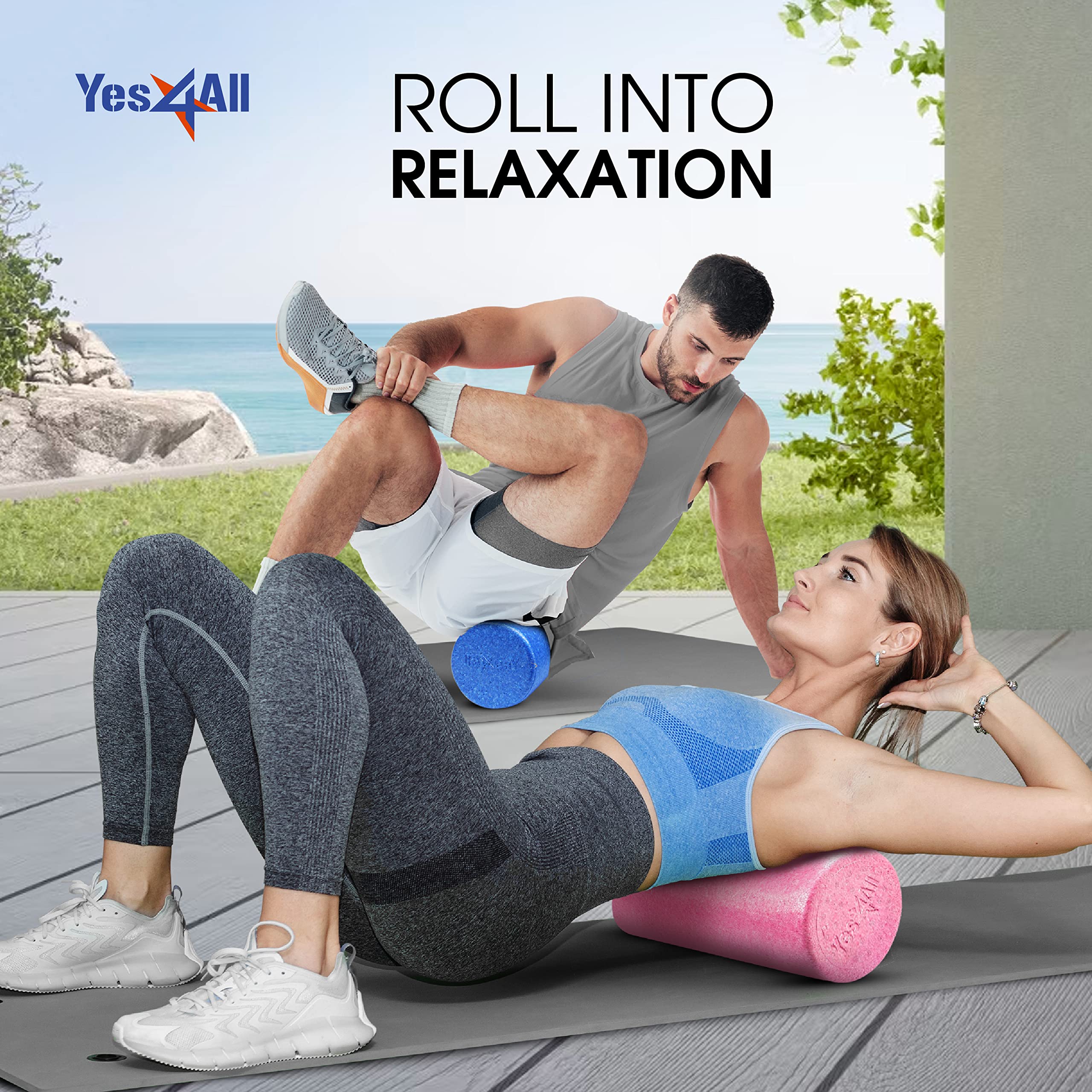 Yes4All High-Density EPP Round Back Roller Foam, Foam Roller for Yoga, Pilates & Stretching - 12, 18, 24, 36 inch 🍁 All In One Marketplace Canada