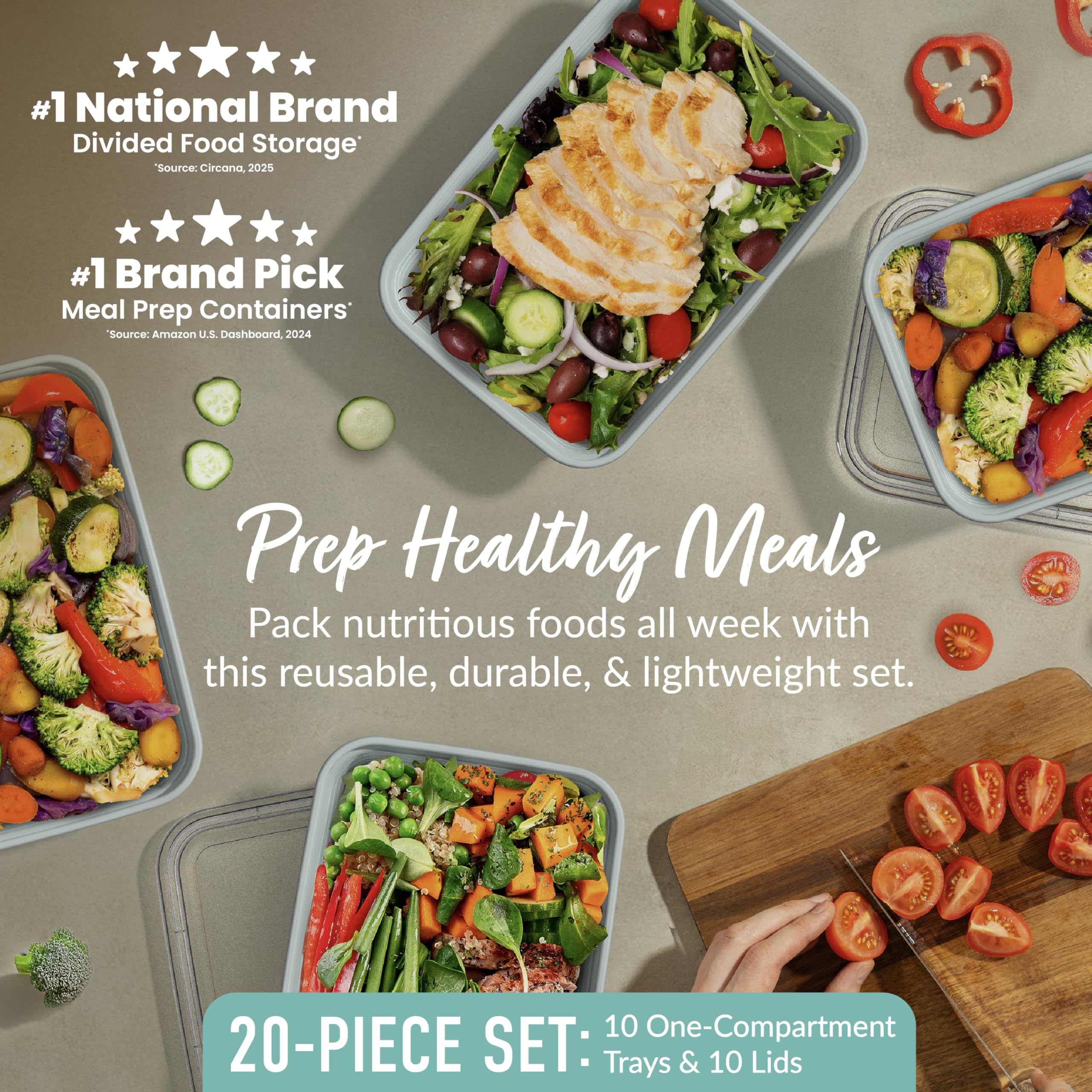 Bentgo Prep 1-Compartment Meal-Prep Containers with Custom-Fit Lids - Microwaveable, Durable, Reusable, BPA-Free, Freezer and Dishwasher Safe Food Storage Containers - 10 Trays & 10 Lids (Mint) 🍁 All In One Marketplace Canada