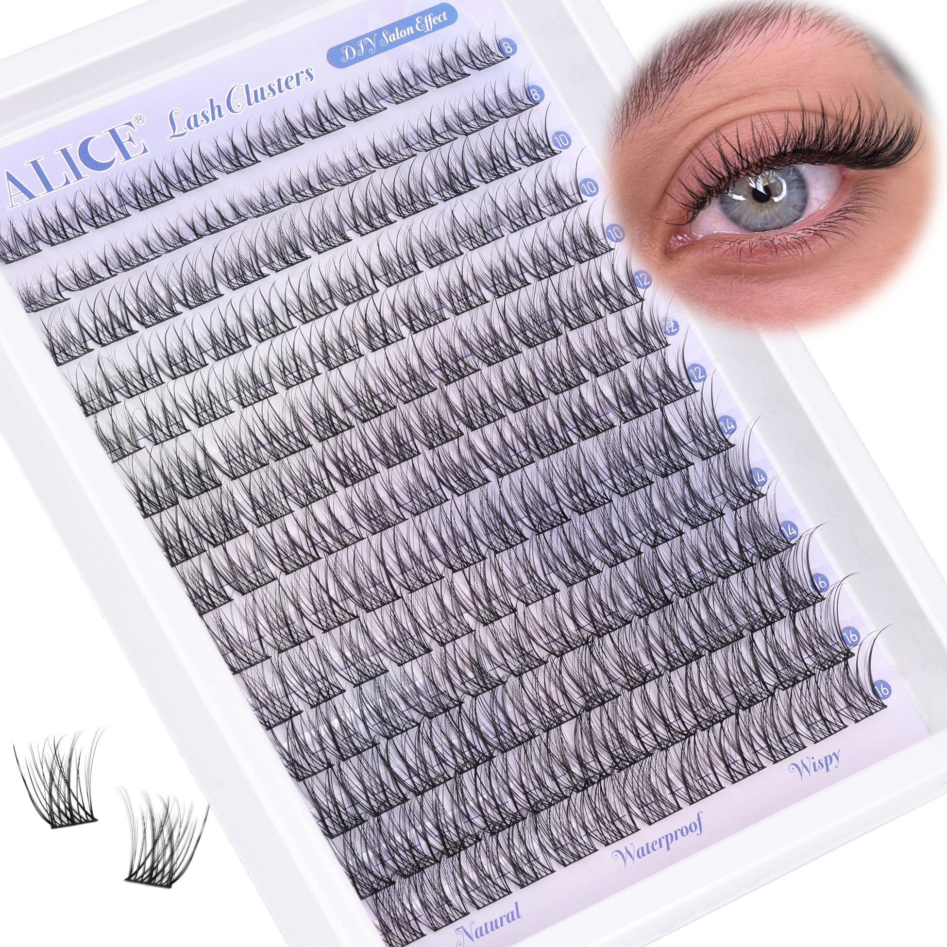 Natural Lash Clusters Wispy Cluster Eyelash Extensions 168pcs Individual Lashes 8-16mm C Curl DIY Lash Extension Natural Look Soft Thin Band Cluster Lashes by ALICE 🍁 All In One Marketplace Canada