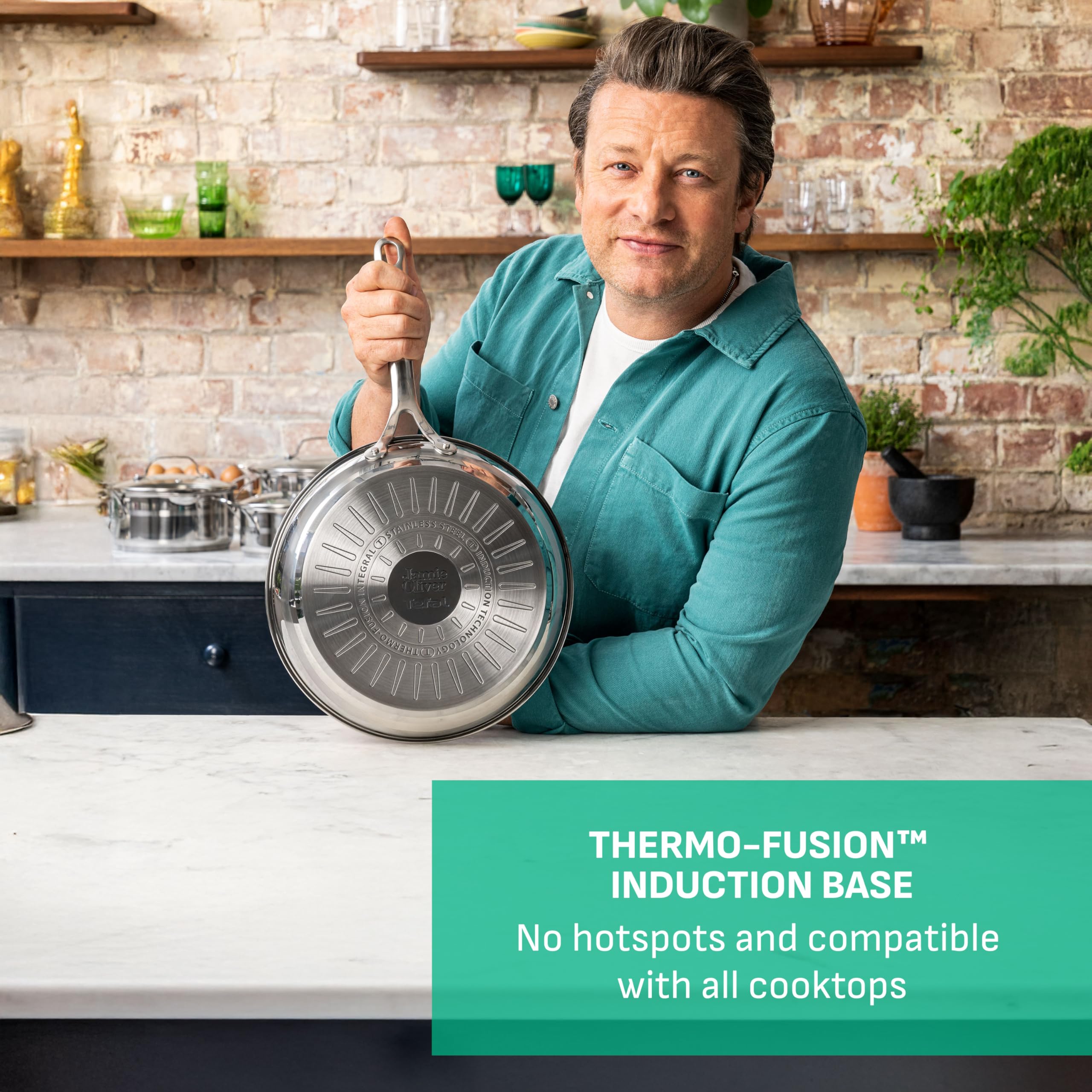 Jamie Oliver by Tefal Cook Smart Frying Pan 9.4 in / 24 cm, Uncoated Stainless Steel, Robust, Fast Heating, Even Cooking, Riveted Handle, Induction Safe, Oven and Dishwasher Safe 🍁 All In One Marketplace Canada