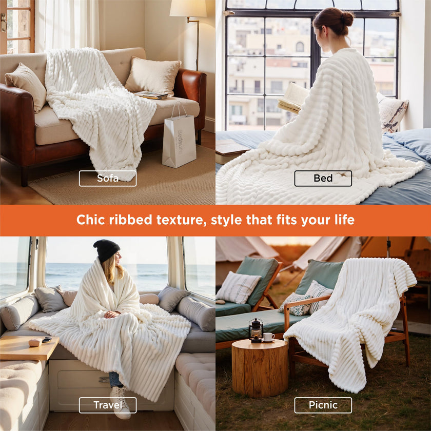 Bedsure Throw Blankets Room Decor - Women Birthday Gift, Soft Fluffy Fleece Cozy Fuzzy Plush Warm White Blanket for Couch Sofa Bed, Bedroom Livingroom Decor, Gifts for Friends, 50x60 🍁 All In One Marketplace Canada