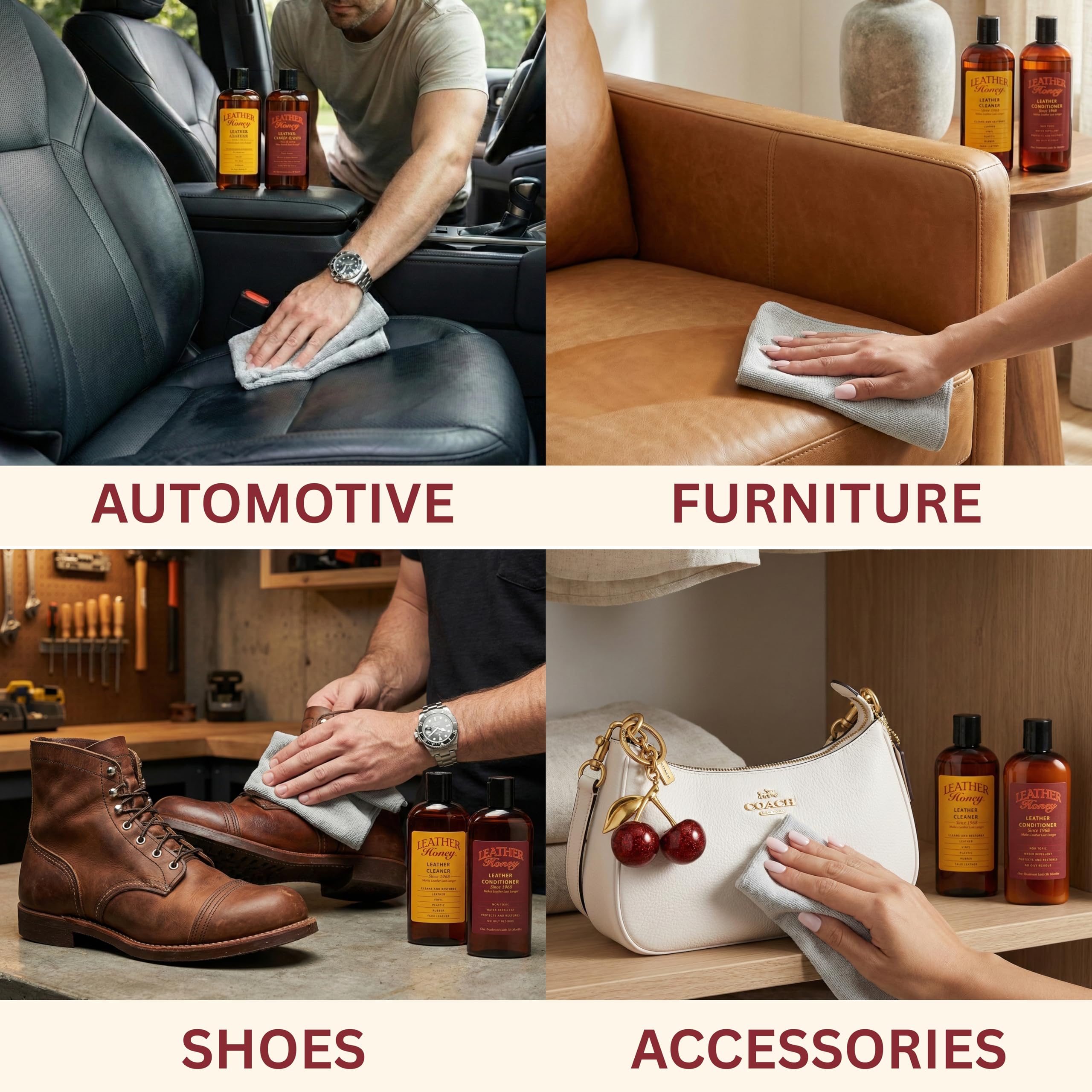 Leather Honey Leather Conditioner - Quality Leather Care Since 1968 - Leather Conditioner for Auto Interiors, Furniture, Shoes, Bags, Accessories & Apparel - 8oz 🍁 All In One Marketplace Canada