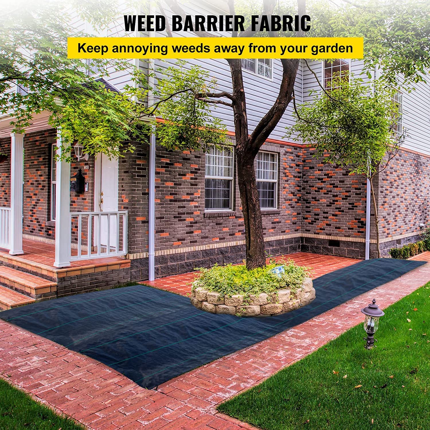 VEVOR 6.5FTx300FT Premium Weed Barrier Fabric Heavy Duty 3OZ, Woven Weed Control Fabric, High Permeability Good for Flower Bed, Geotextile Fabric for Underlayment, Polyethylene Ground Cover 🍁 All In One Marketplace Canada