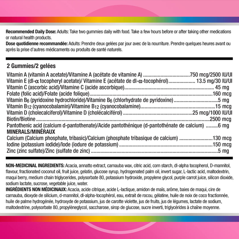 Centrum MultiGummies, Multi+Beauty Multivitamin Gummies, Hair, Skin & Nails Vitamins for Men & Women, Cherry, Berry, and Orange Flavours, 90 Gummies (Packaging May Vary) 🍁 All In One Marketplace Canada