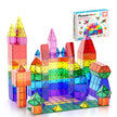 PicassoTiles Magnetic Tiles 60pcs Kids Toys Classroom Sensory Toy for Toddlers STEM Learning Building Blocks, Montessori Pretend Play Magnet Tile Construction Stacking Block Boys Girls Ages 3+ PT60 🍁 All In One Marketplace Canada