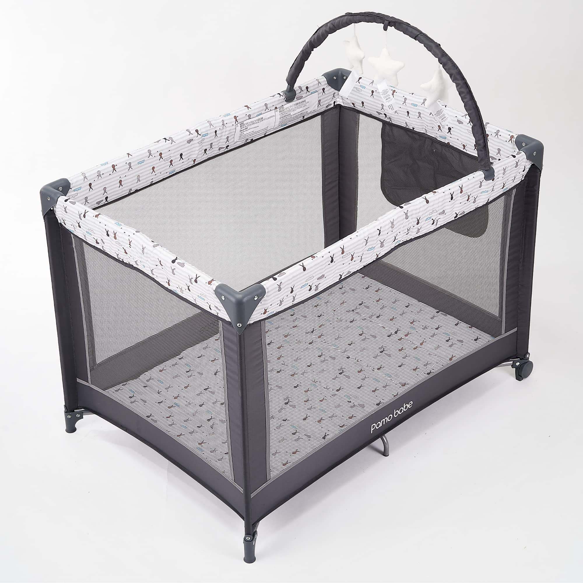 Pamo Babe Portable Baby Playpen, Lightweight Travel Playard with Mattress and Wheels (Rabbit) 🍁 All In One Marketplace Canada