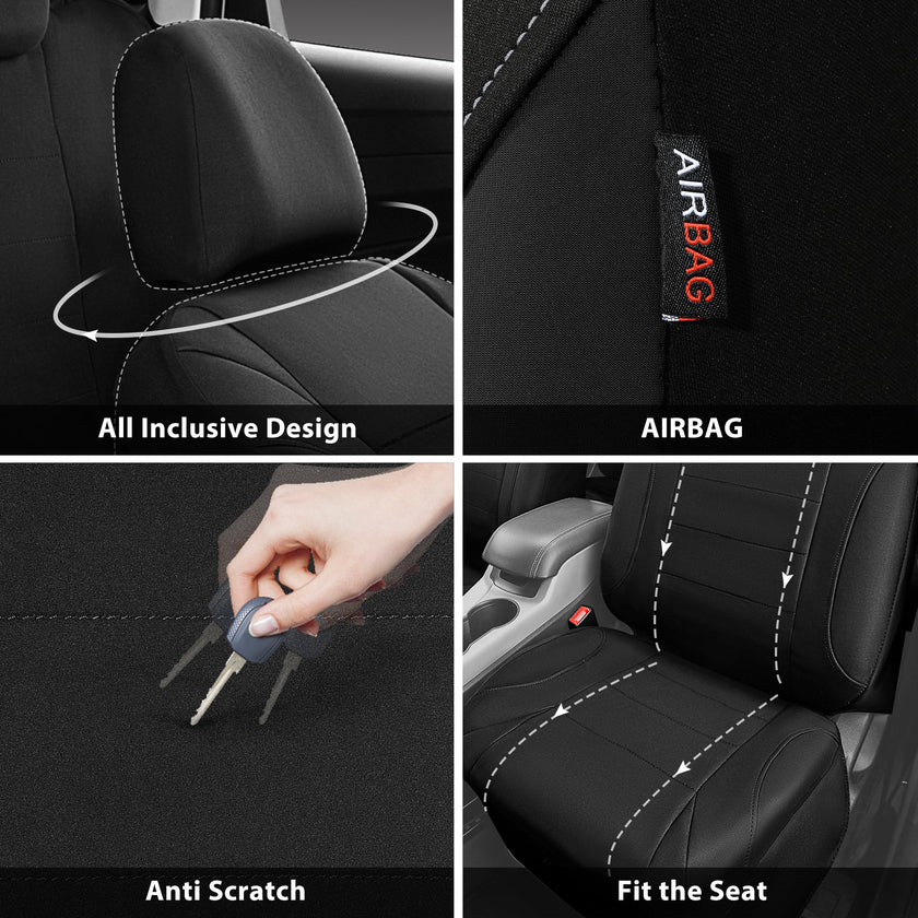 CAR Pass Neoprene Waterproof Two Front Car Seat Covers Set- Universal Fit for Vehicles, Airbag Compatiable(Black) 🍁 All In One Marketplace Canada