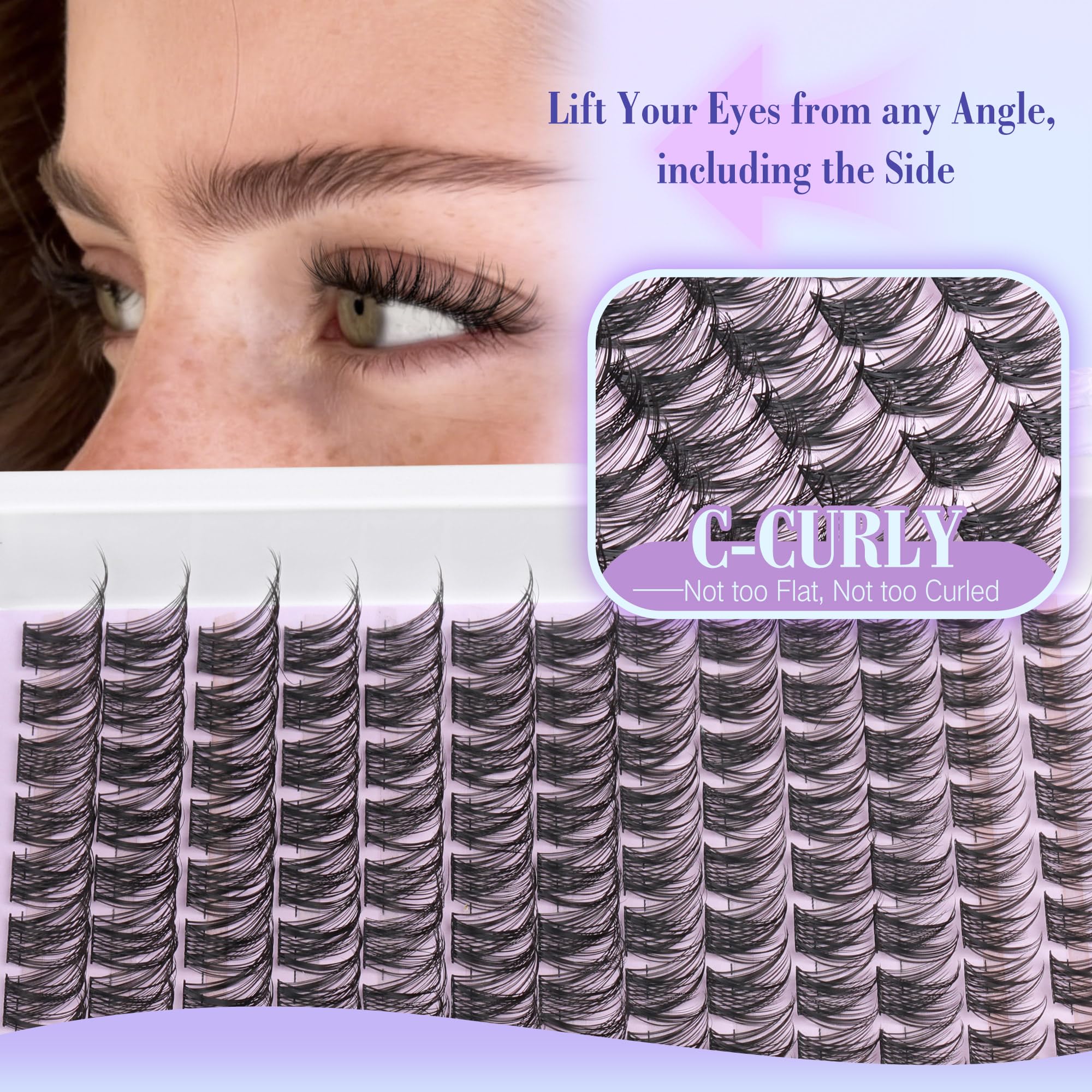 Lash Clusters Kit Wispy Natural Cluster Eyelash Extension Kit DIY Lash Extension Kit C Curl 10-16MM Eyelash Clusters Volume Individual Lashes Kit by Newcally 🍁 All In One Marketplace Canada