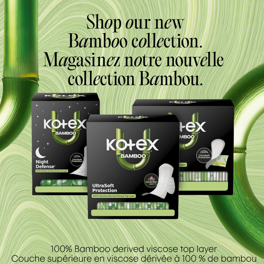 Kotex Bamboo Ultra Thin Pads with Wings, Heavy Absorbency, 88 Count 🍁 All In One Marketplace Canada