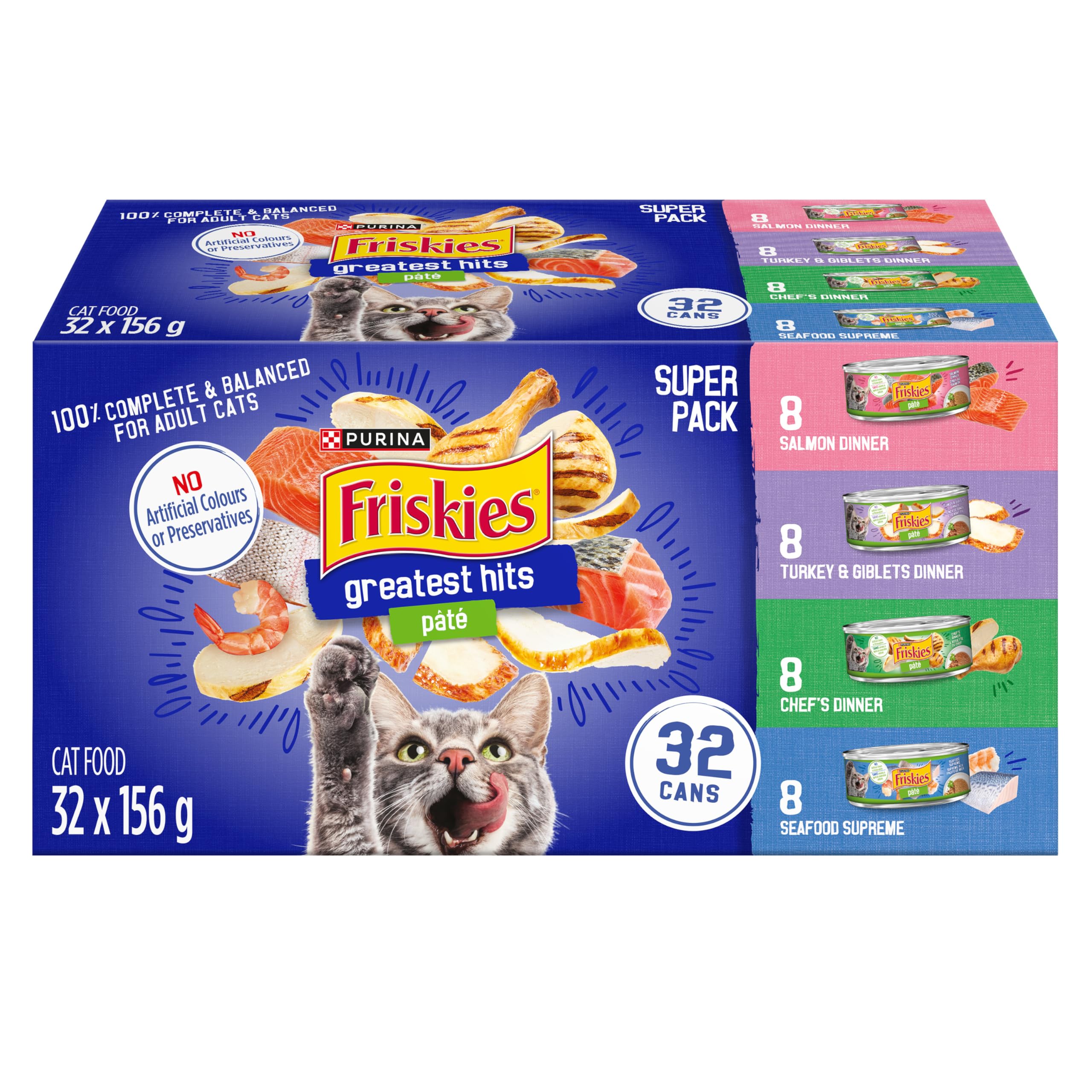 Friskies Greatest Hits Wet Cat Food, Pate Variety Pack 4 Flavours - 156 g Can (32 Pack) 🍁 All In One Marketplace Canada