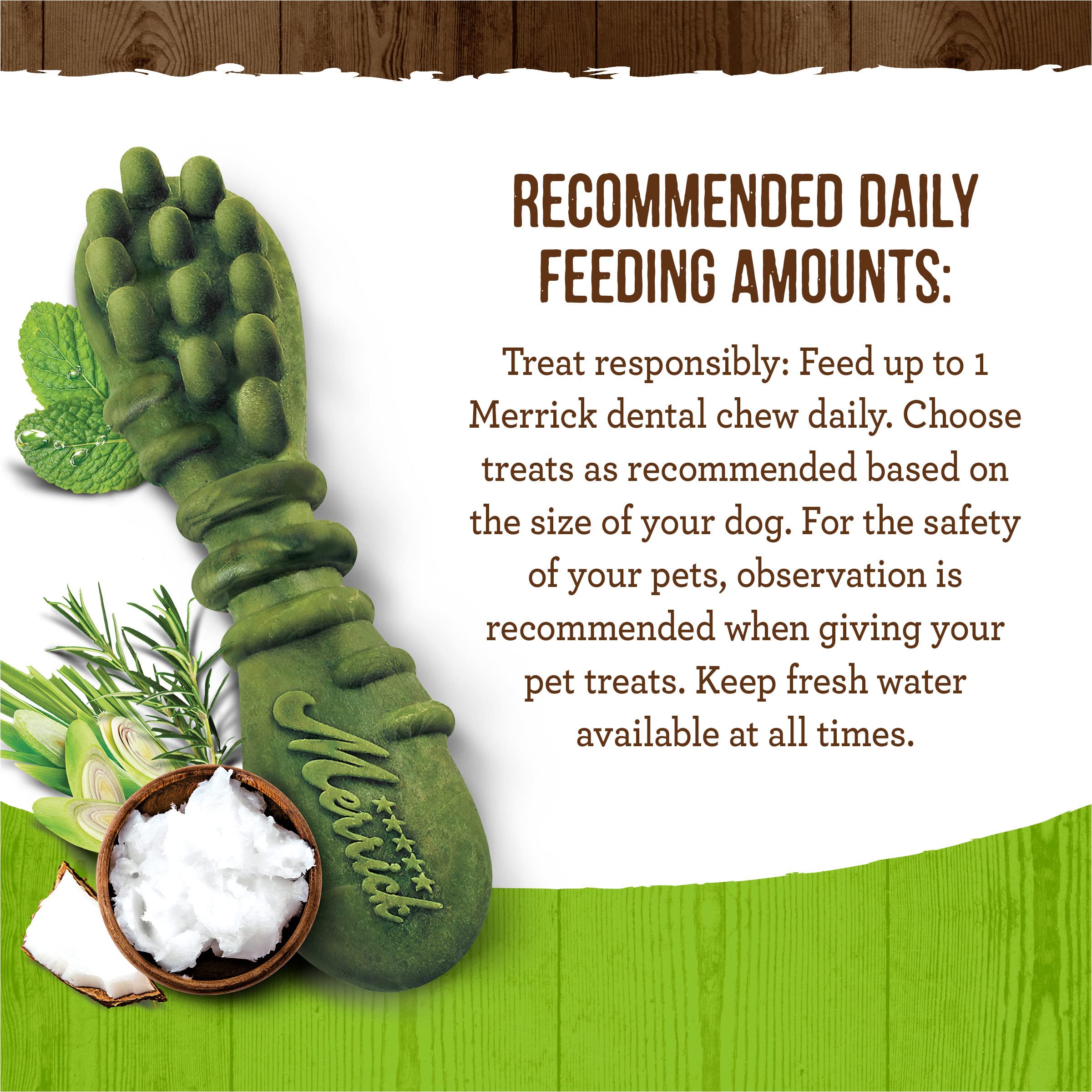 Merrick Fresh Kisses Coconut Oil + Botanicals Large Brush Dental Dog Treat - Value Box (16 ct) 🍁 All In One Marketplace Canada