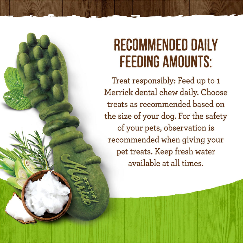 Merrick Fresh Kisses Coconut Oil + Botanicals Large Brush Dental Dog Treat - Value Box (16 ct) 🍁 All In One Marketplace Canada