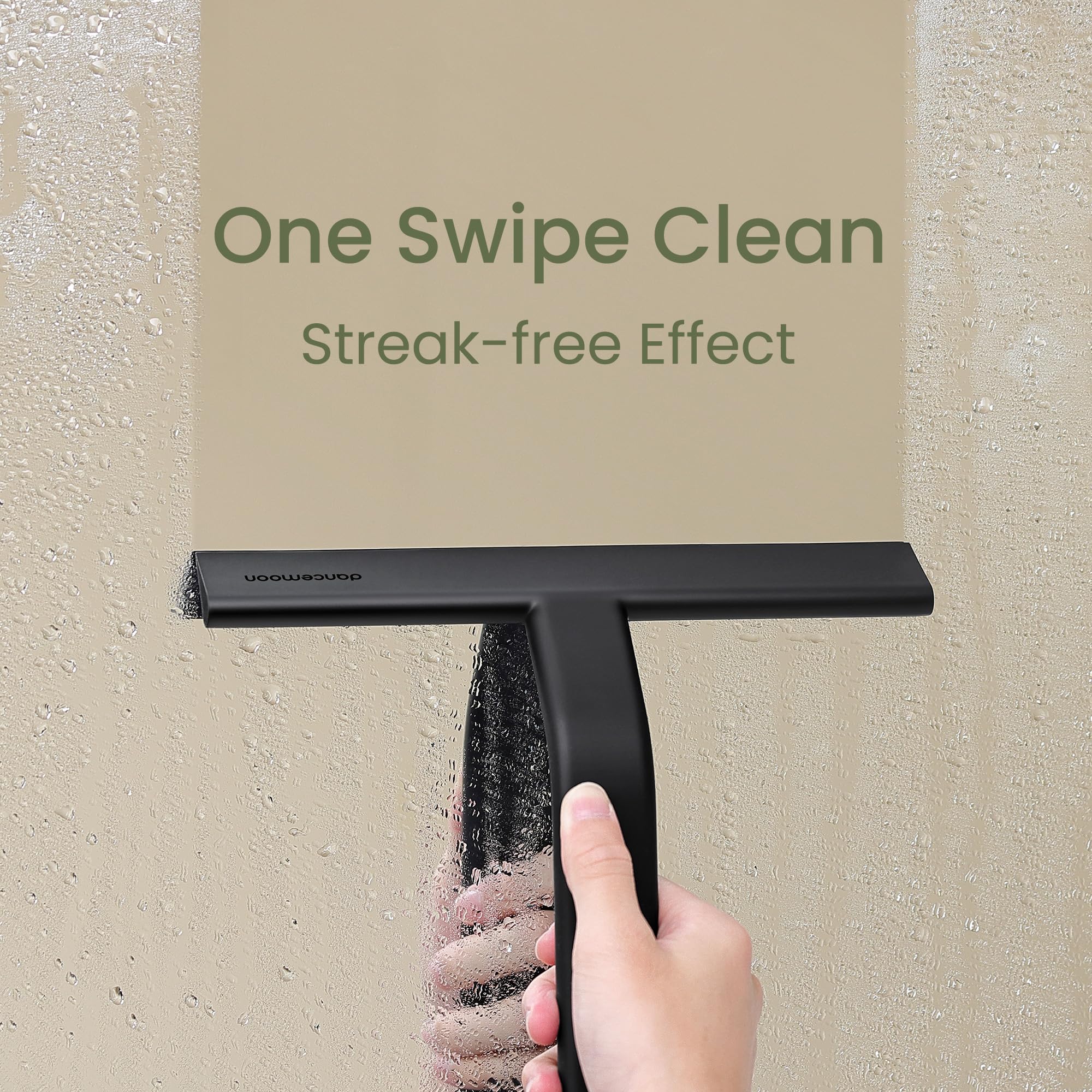 dancemoon JustHang Shower Squeegee for Glass Doors, All-One-Piece Silicone with Built-in Hook Design for Easy Hanging, Household Window Mirror Squeegee for Bathroom, Glass, Tile Wall,Car 10-Inch Black 🍁 All In One Marketplace Canada