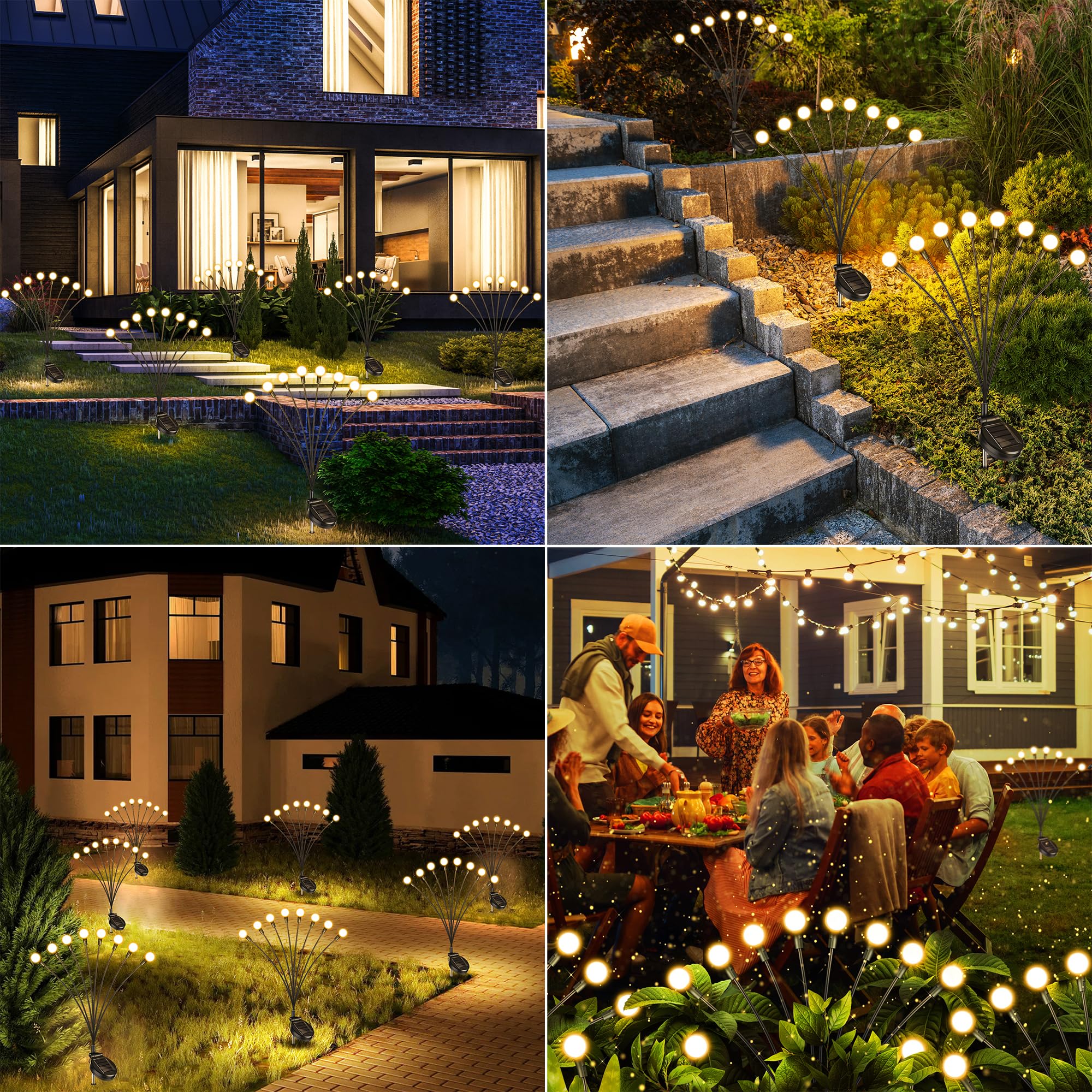 iBaycon 4 Pack Solar Firefly Lights Garden Pathway Outdoor Decor Warm White 🍁 All In One Marketplace Canada