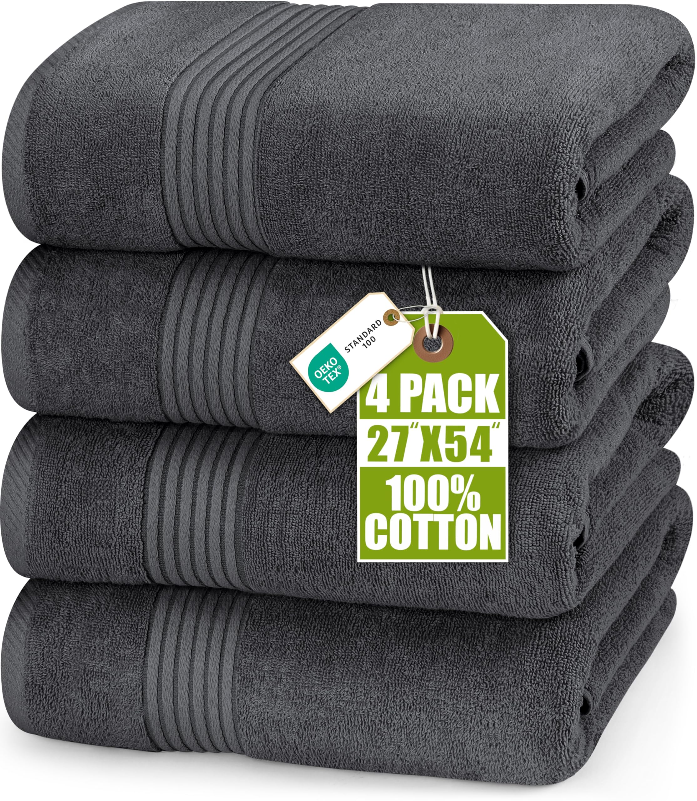 Utopia Towels Premium 100% Combed Ring Spun Cotton Bath Towels, Ultra Soft and Highly Absorbent, 27 by 54 inches, Large Bath Towels, 4 Pack, Grey 🍁 All In One Marketplace Canada