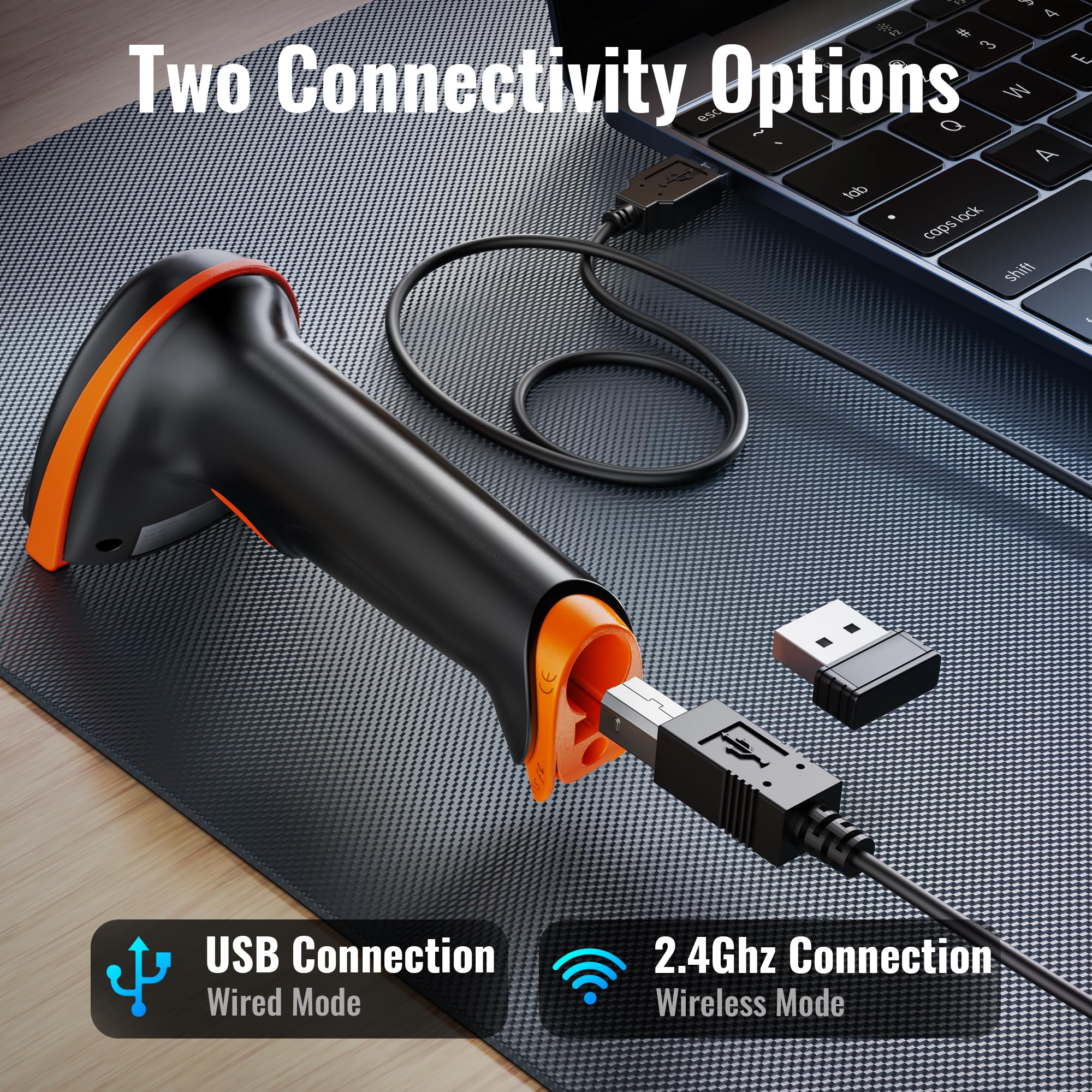 Tera Barcode Scanner Wireless 1D Laser Cordless Barcode Reader with Battery Level Indicator, Versatile 2 in 1 2.4Ghz Wireless and USB 2.0 Wired 🍁 All In One Marketplace Canada