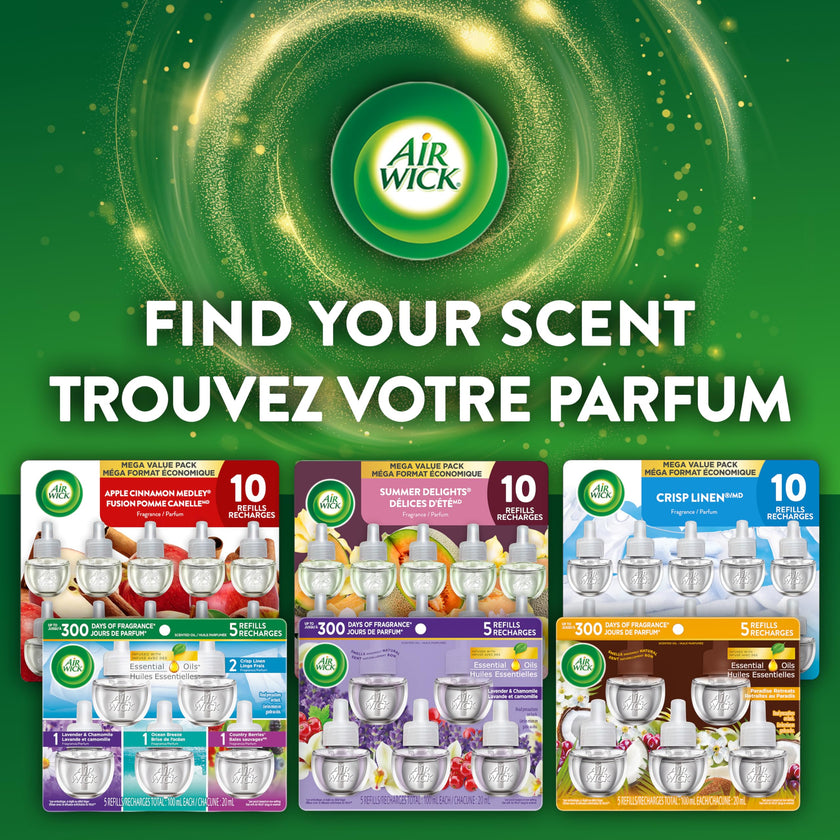 Air Wick Plug In Scented Oil Air Freshener Refills for Home – Infused with Essential Oils – 5 Count – Vanilla & Pink Papaya Scent 🍁 All In One Marketplace Canada