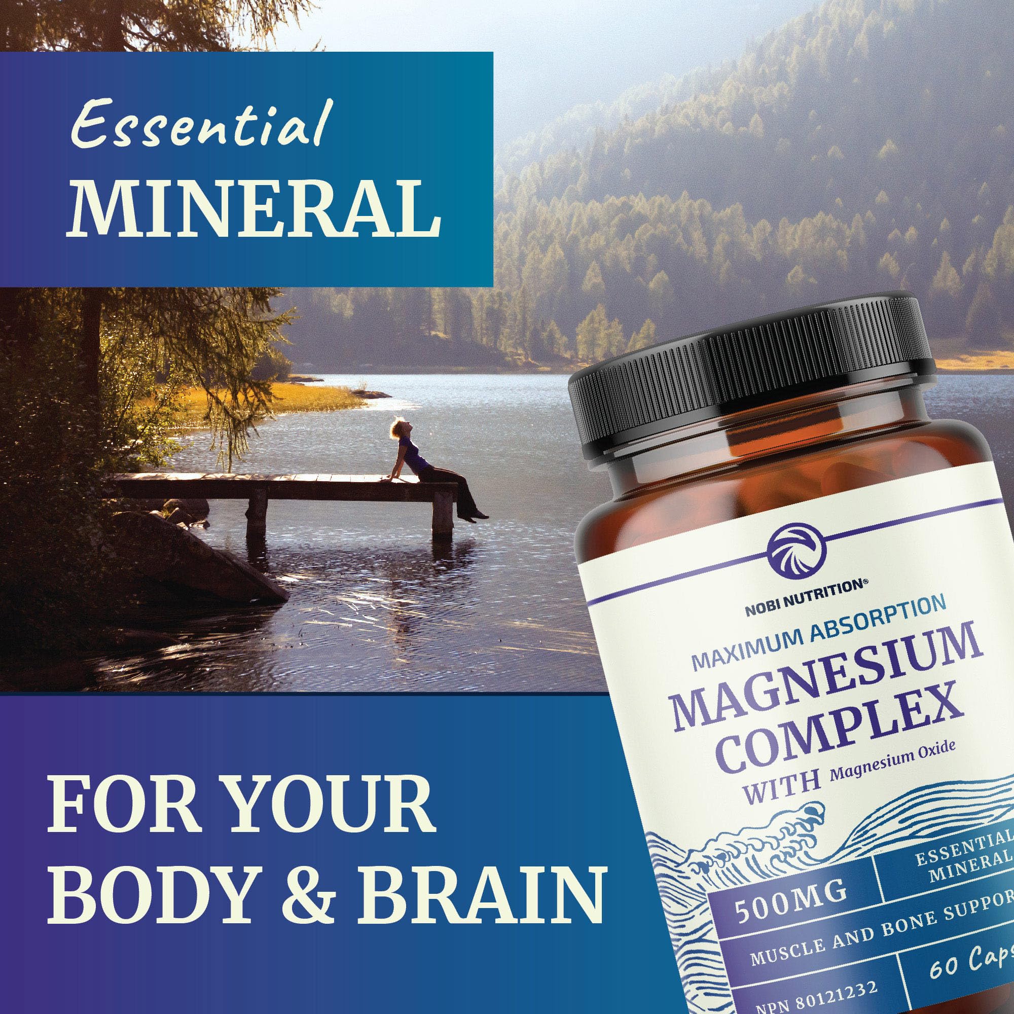 Magnesium Citrate Complex | 500MG | High Absorption Formula | Calm, Relaxation & Digestion Support Supplement with Elemental Magnesium Oxide | Made in Canada, Soy-Free | 60 Ct (2-Month Supply) 🍁 All In One Marketplace Canada