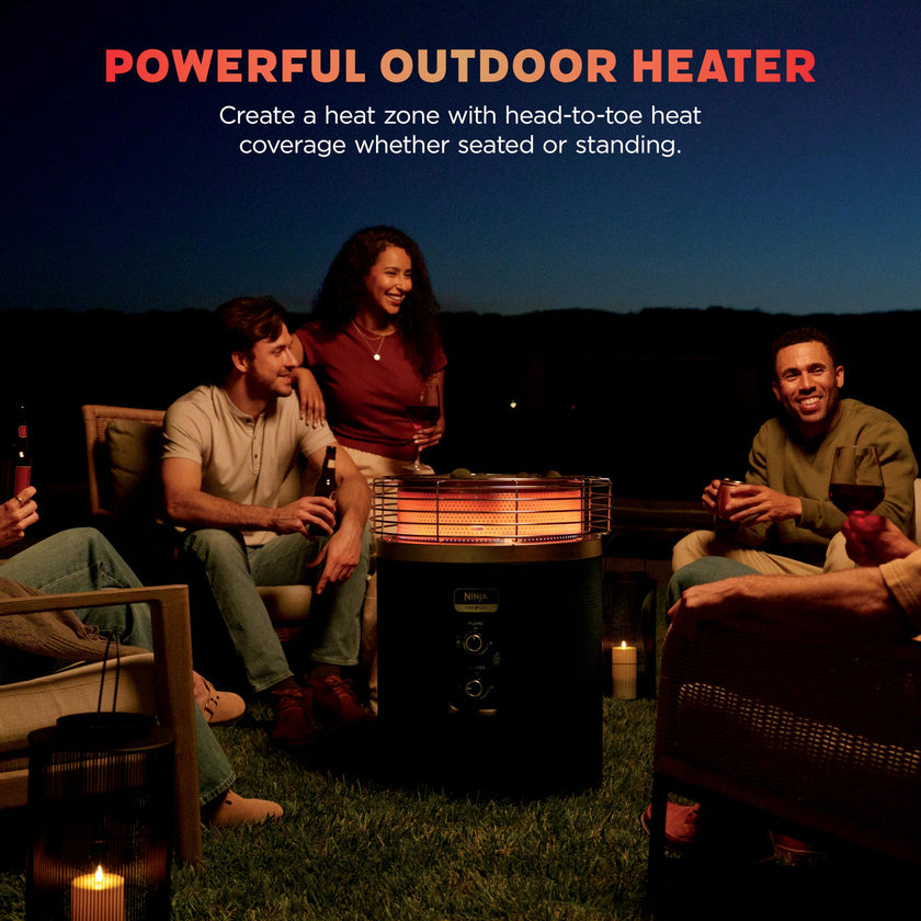Ninja Fireside360 Smokeless Outdoor Fire Pit & Patio Heater – 3 Modes (Flame, Heat, Both), 80,000 BTUs, Propane Powered, Weather-Resistant, Hassle-Free Dial Control, OF101C (Canadian Version) 🍁 All In One Marketplace Canada