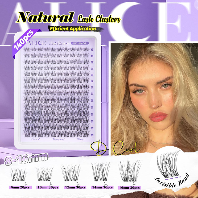Wispy Lash Clusters Invisible Band Natural Lash Extensions Waterproof 8-16mm Cluster Eyelash Extension D Curl DIY Individual Cluster Lashes by ALICE 🍁 All In One Marketplace Canada