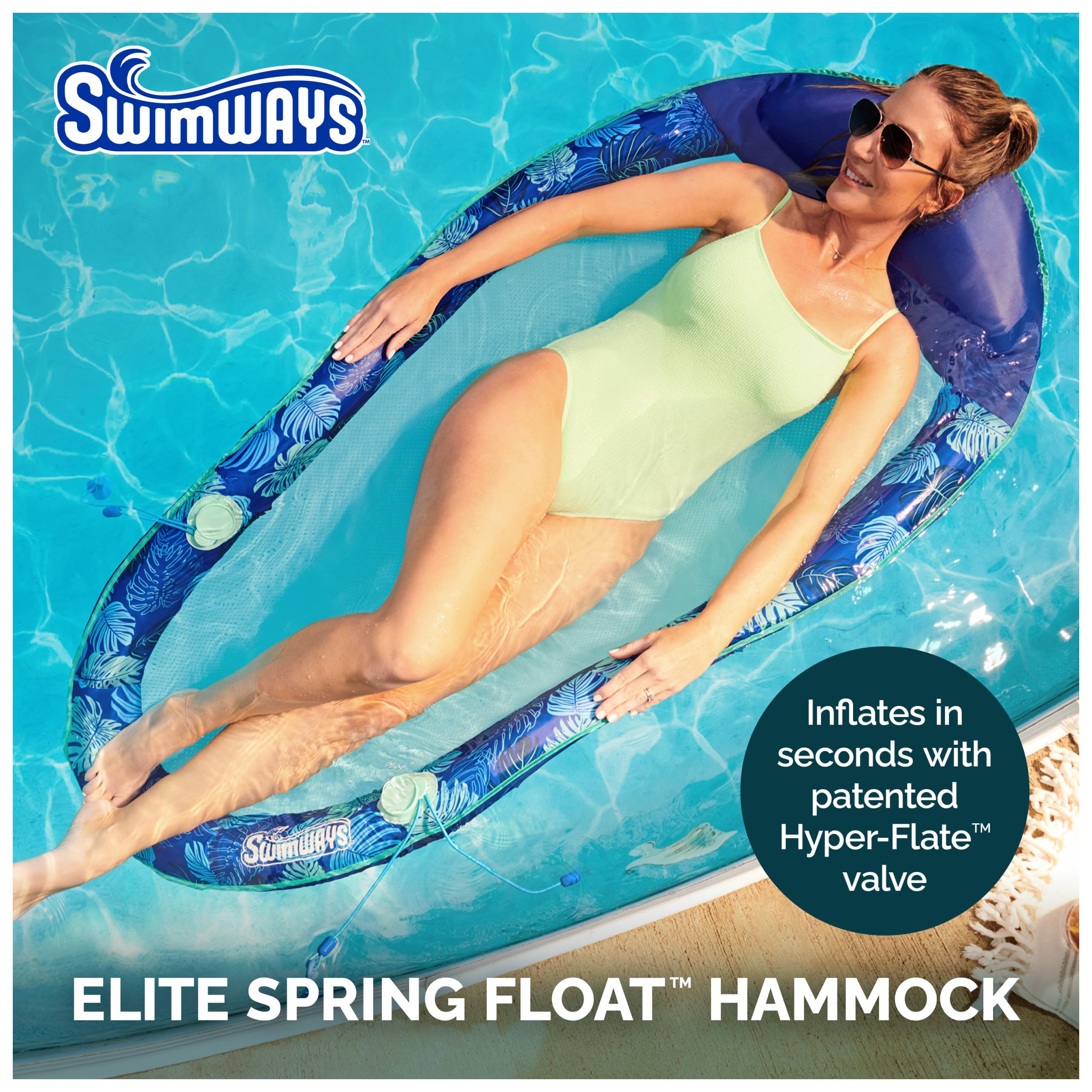 Swimways Elite Spring Float Hammock Pool Lounger, Inflatable Pool Floats Adult with Fast Inflation, Pool Hammock for Adults up to 250 lbs 🍁 All In One Marketplace Canada