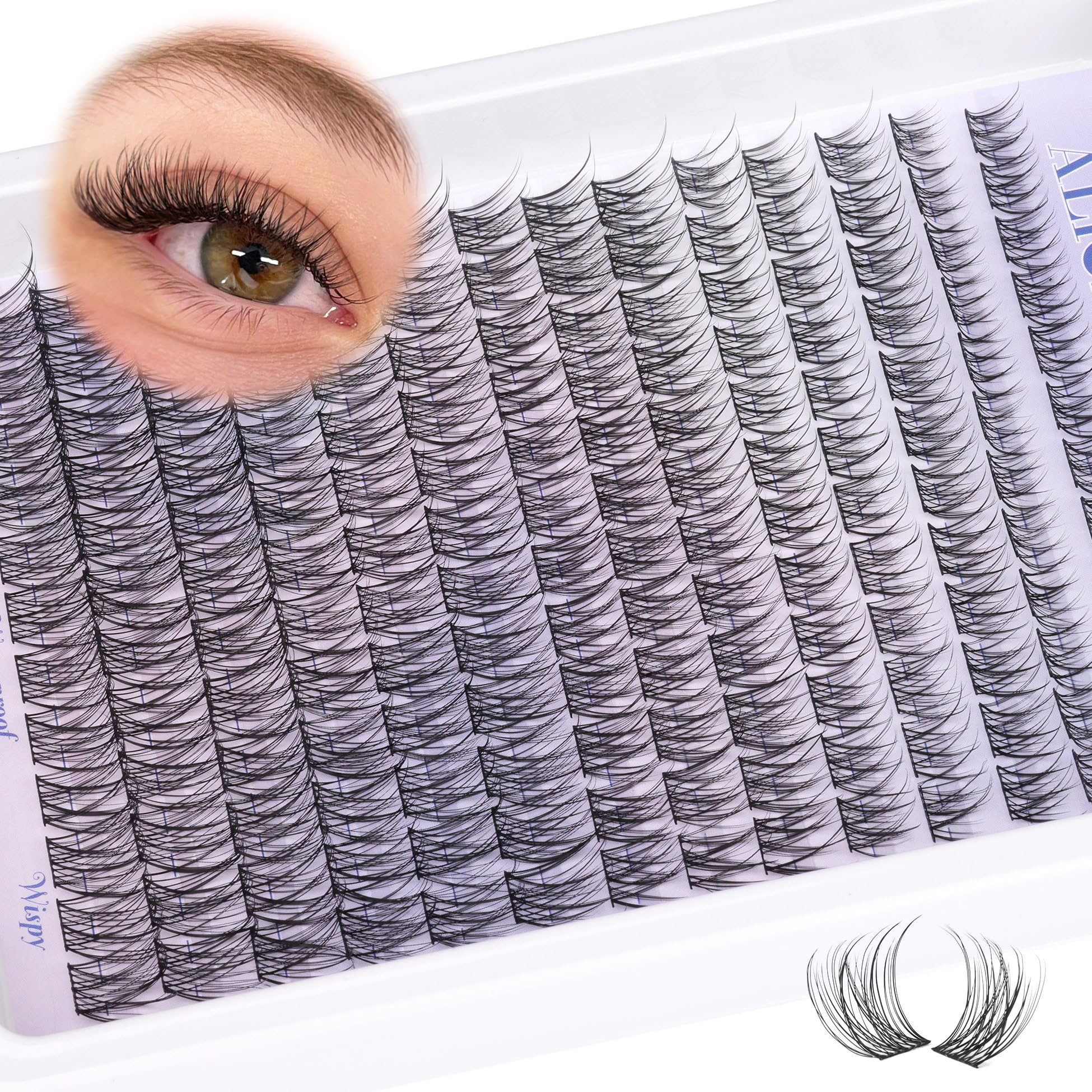 Natural Lash Clusters Wispy Cluster Eyelash Extensions 168pcs Individual Lashes 8-16mm C Curl DIY Lash Extension Natural Look Soft Thin Band Cluster Lashes by ALICE 🍁 All In One Marketplace Canada
