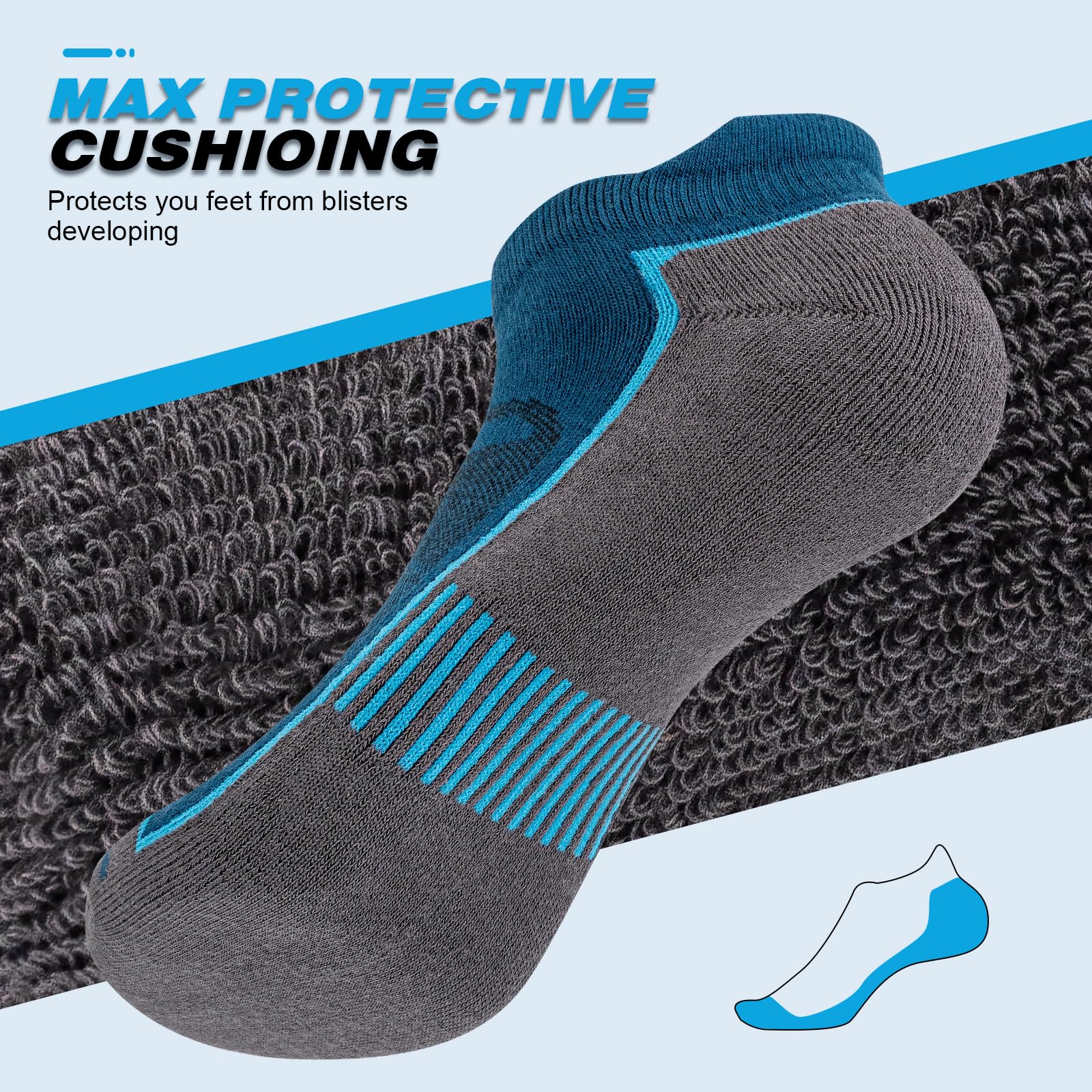 Cirorld Mens Ankle Running Socks, Athletic Cushioned Low Cut Moisture Wicking Cotton Short Sports Socks, 6 Pairs 🍁 All In One Marketplace Canada