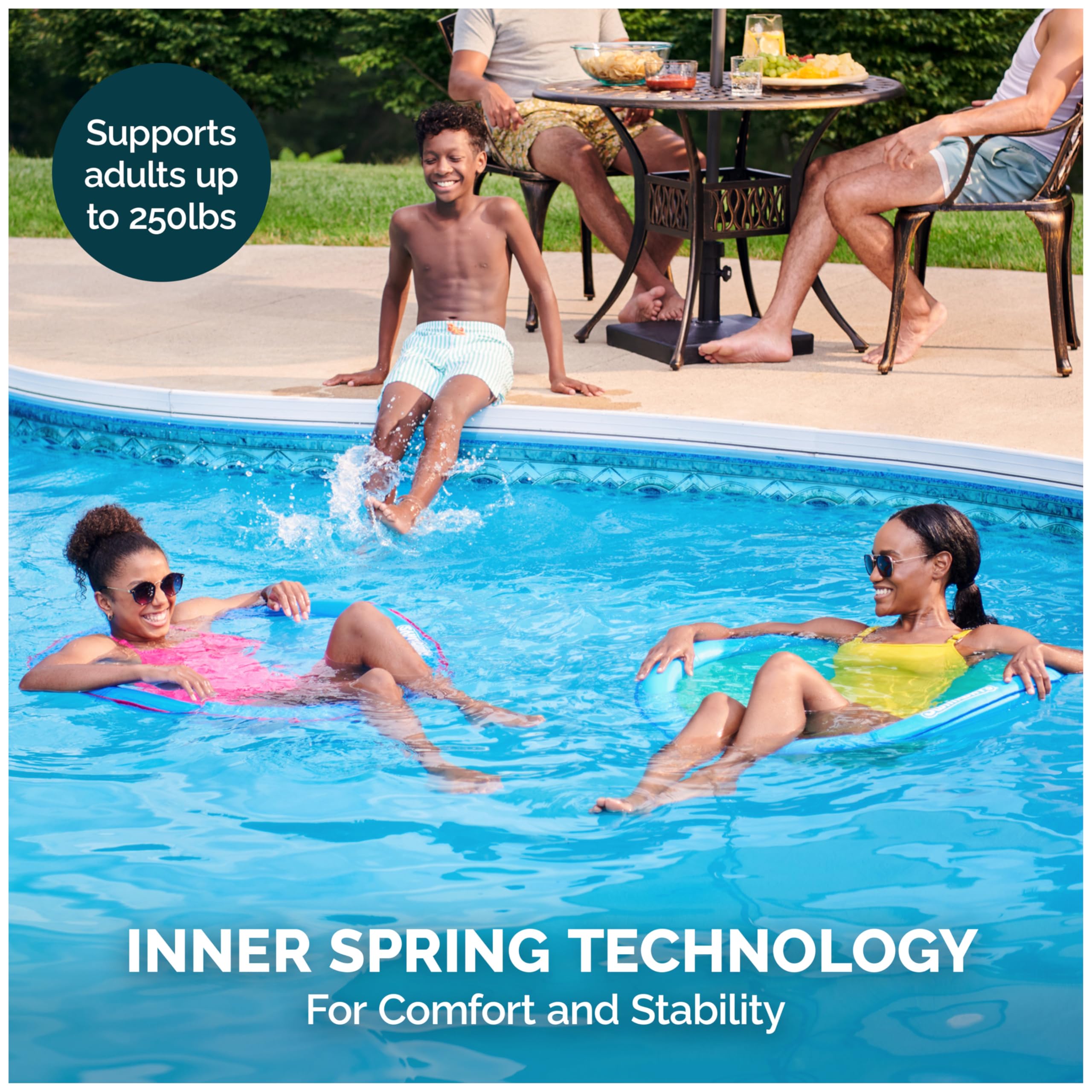 SwimWays Spring Float Premium Papasan Pool Lounger, Inflatable Pool Floats Adult with Fast Inflation for Ages 15 & Up, Sky Blue 🍁 All In One Marketplace Canada