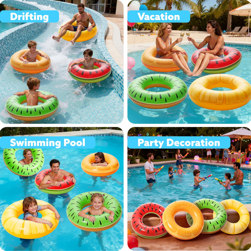 Sloosh 4 Pack Inflatable Pool Floats Pool Rings Swimming Tubes Swimming Toys Beach Swimming Party Toys for Kids and Adults 🍁 All In One Marketplace Canada