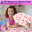 PURPLE LADYBUG 175 Glitter Tattoo Kit - Cute Temporary Tattoos for Kids 6-8 - Creative Girls Gifts 8-12 Years Old - Tween Girls Gift Ideas for Kids Age 6 7 8 9 10 11 🍁 All In One Marketplace Canada