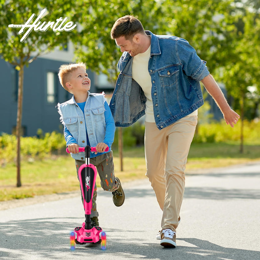 Hurtle - 3 Wheel Foldable Kick Scooter for Kids & Toddlers (Pink CA) 🍁 All In One Marketplace Canada