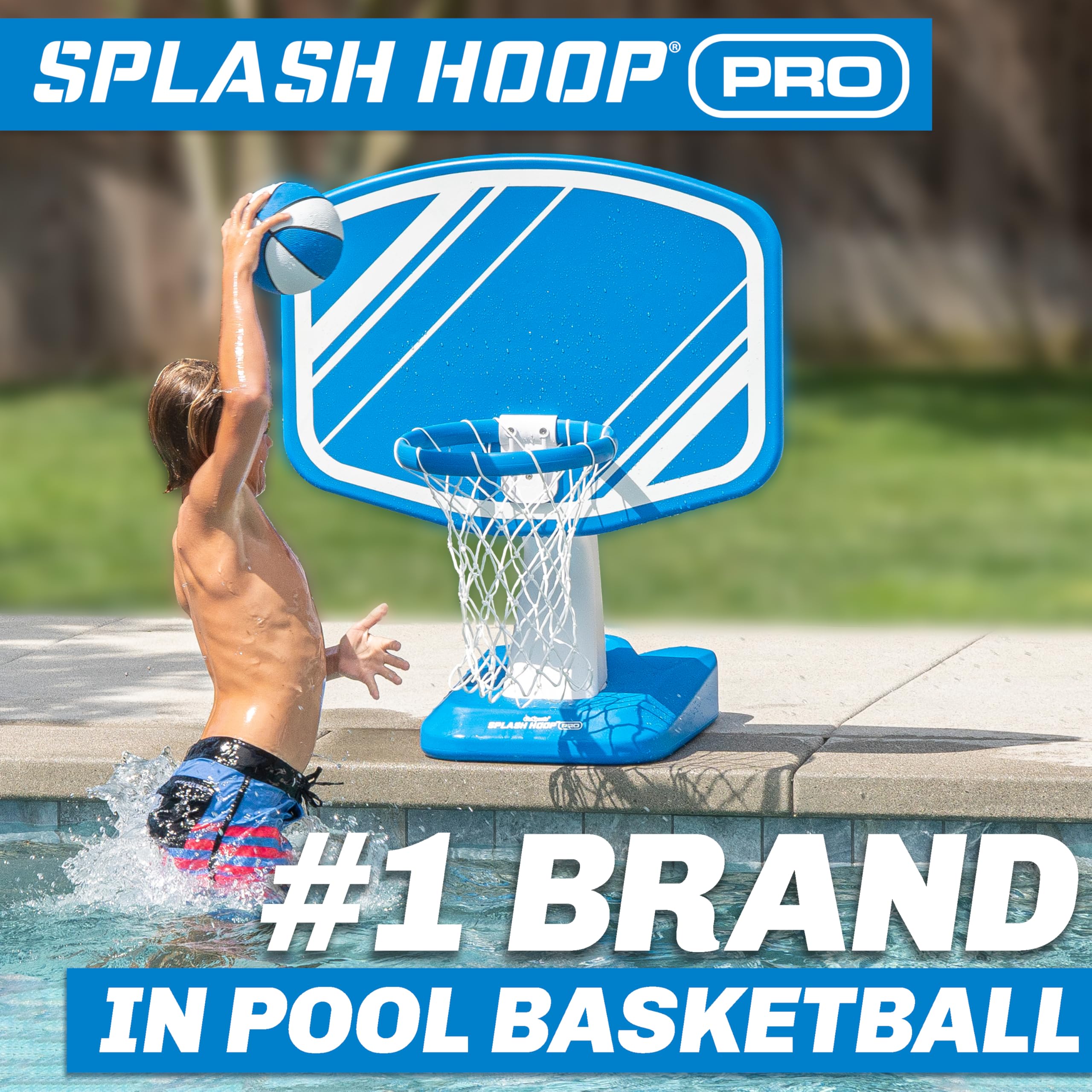 GoSports Splash Hoop PRO Swimming Pool Basketball Game - Includes Poolside Water Basketball Hoop, 2 Balls and Pump - Blue 🍁 All In One Marketplace Canada