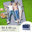 SAMSIER Large Outdoor Picnic Blankets Waterproof Foldable, Beach Blanket Sandproof Portable, Cute Picnic Mat Washable (Navy Blue, 60