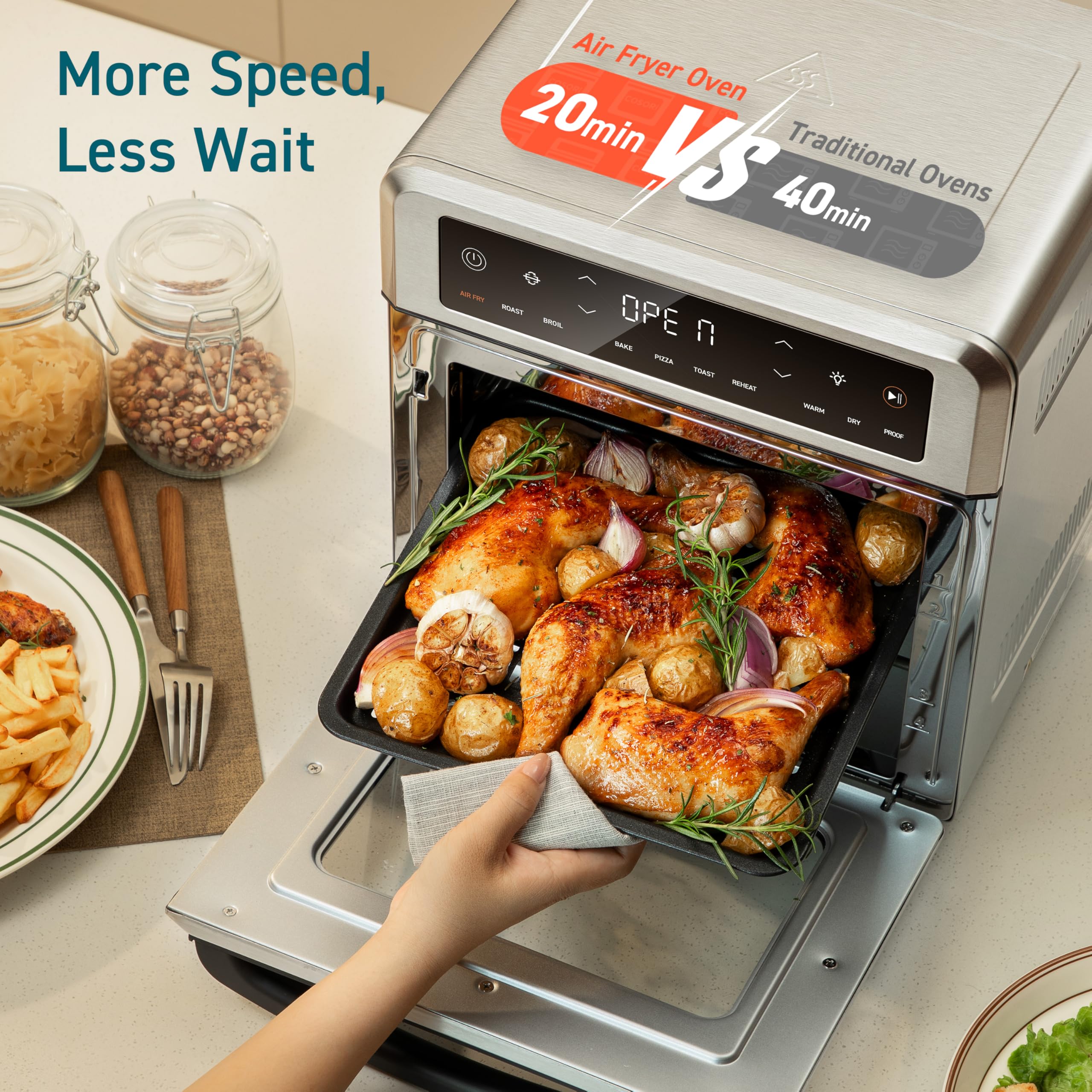 Cosori 11-in-1 Air Fryer Oven, 13Qt Small Footprint Airfryer combo with Rotisserie, Toast, Bake, Roast, Reheat Functions and more, Recipe Book & 6 Accessories Included, Perfect for Small Contertop 🍁 All In One Marketplace Canada