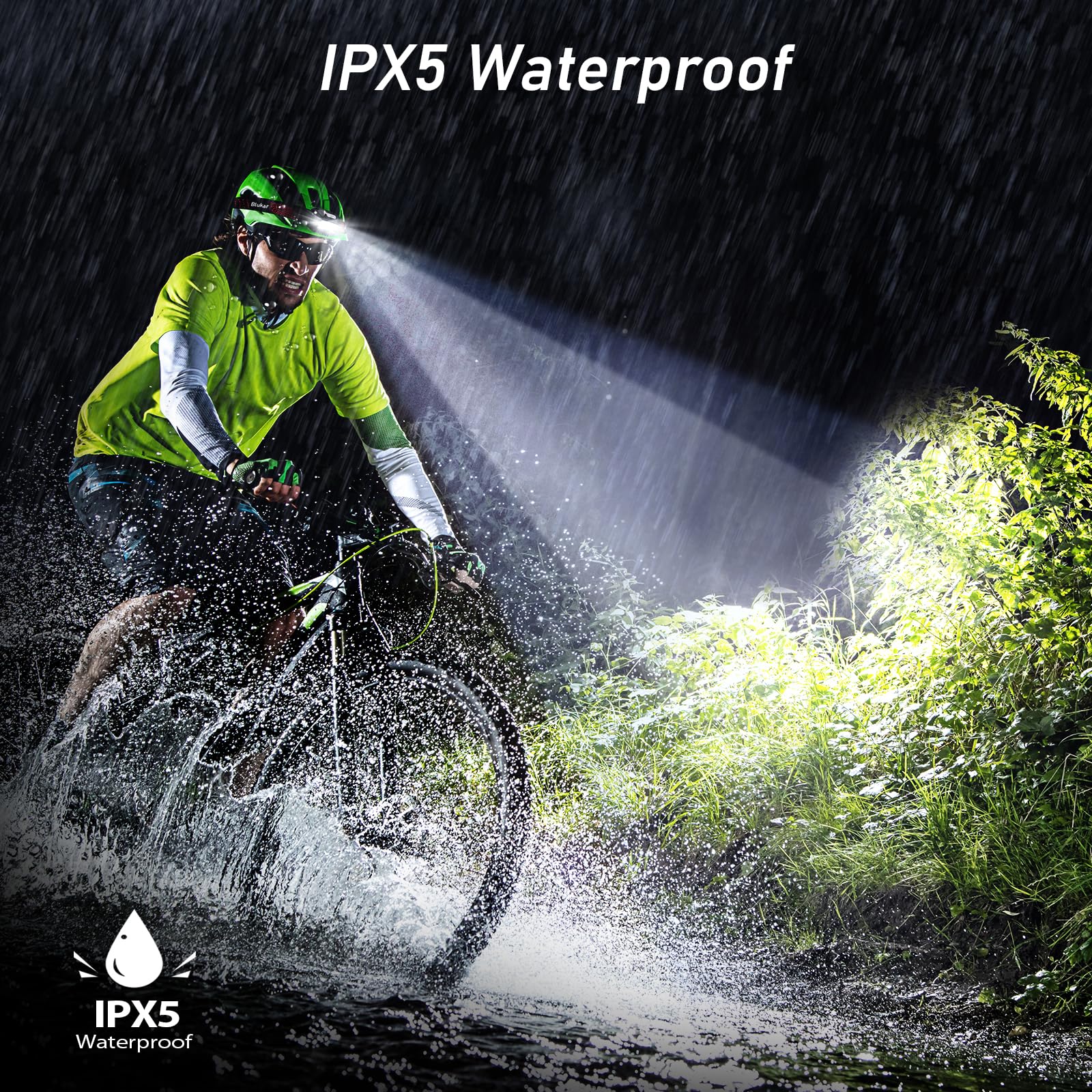 Blukar Headlamp Rechargeable, 2000L Super Bright LED Head Lamp Headlight with Red Warning Lights and 6 Modes, Motion Sensor Control, IPX5 Waterproof, Lightweight Flashlight for Running, Hiking etc. 🍁 All In One Marketplace Canada