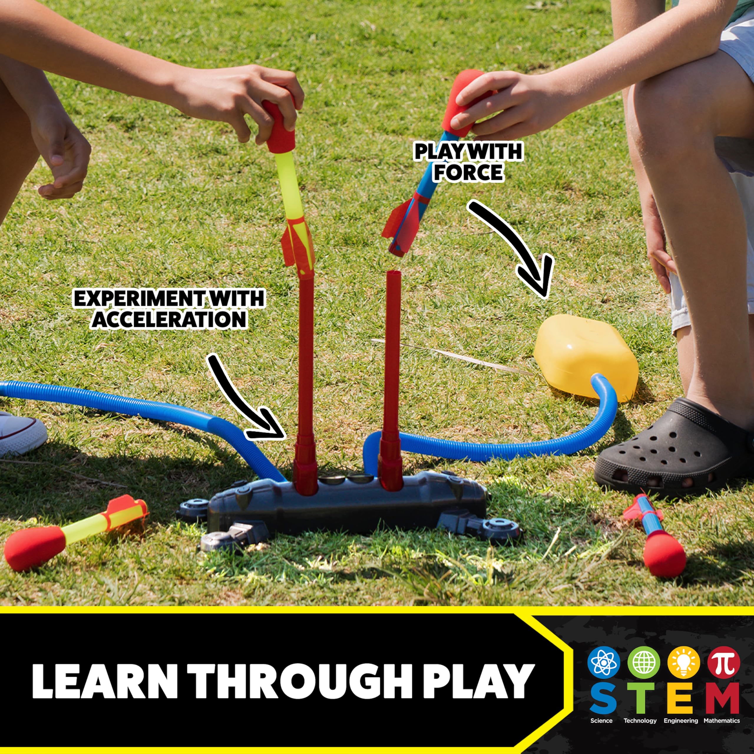 The Original Stomp Rocket Dueling Rockets Launcher, 4 Rockets and Toy Rocket Launcher - Outdoor Rocket STEM Gift for Boys and Girls Ages 6 Years and Up - Great for Outdoor Play 🍁 All In One Marketplace Canada