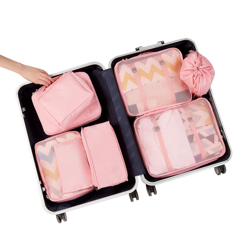 BAGAIL 8 Set Packing Cubes, Lightweight Travel Luggage Organizers with Shoe Bag, Toiletry Bag & Laundry Bag (Blush Pink) 🍁 All In One Marketplace Canada