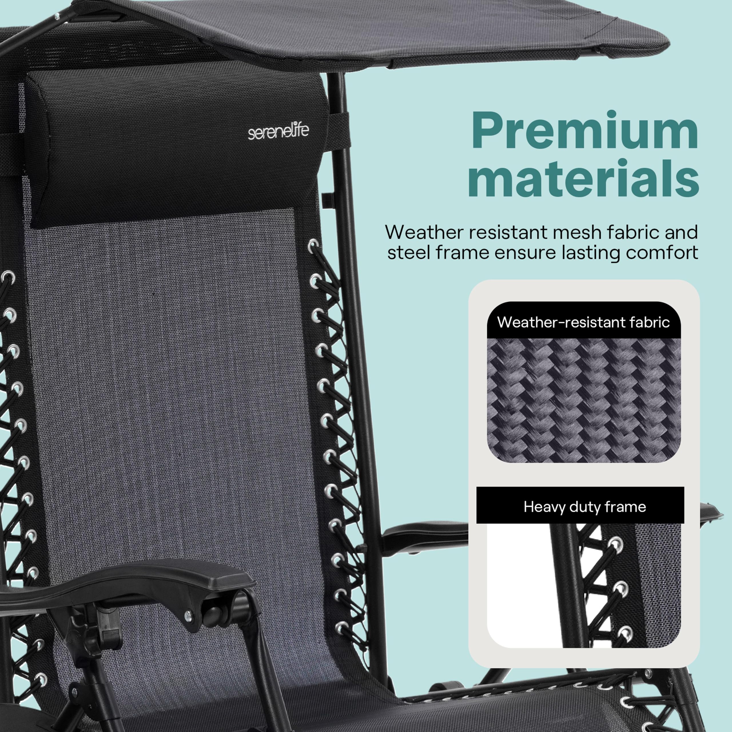 SereneLife Zero Gravity Reclining Chairs Set of 2 – Adjustable Folding Patio & Beach Lounge Chairs with Cup Holder Tray, Removable Padded Headrest, Weather-Resistant 🍁 All In One Marketplace Canada