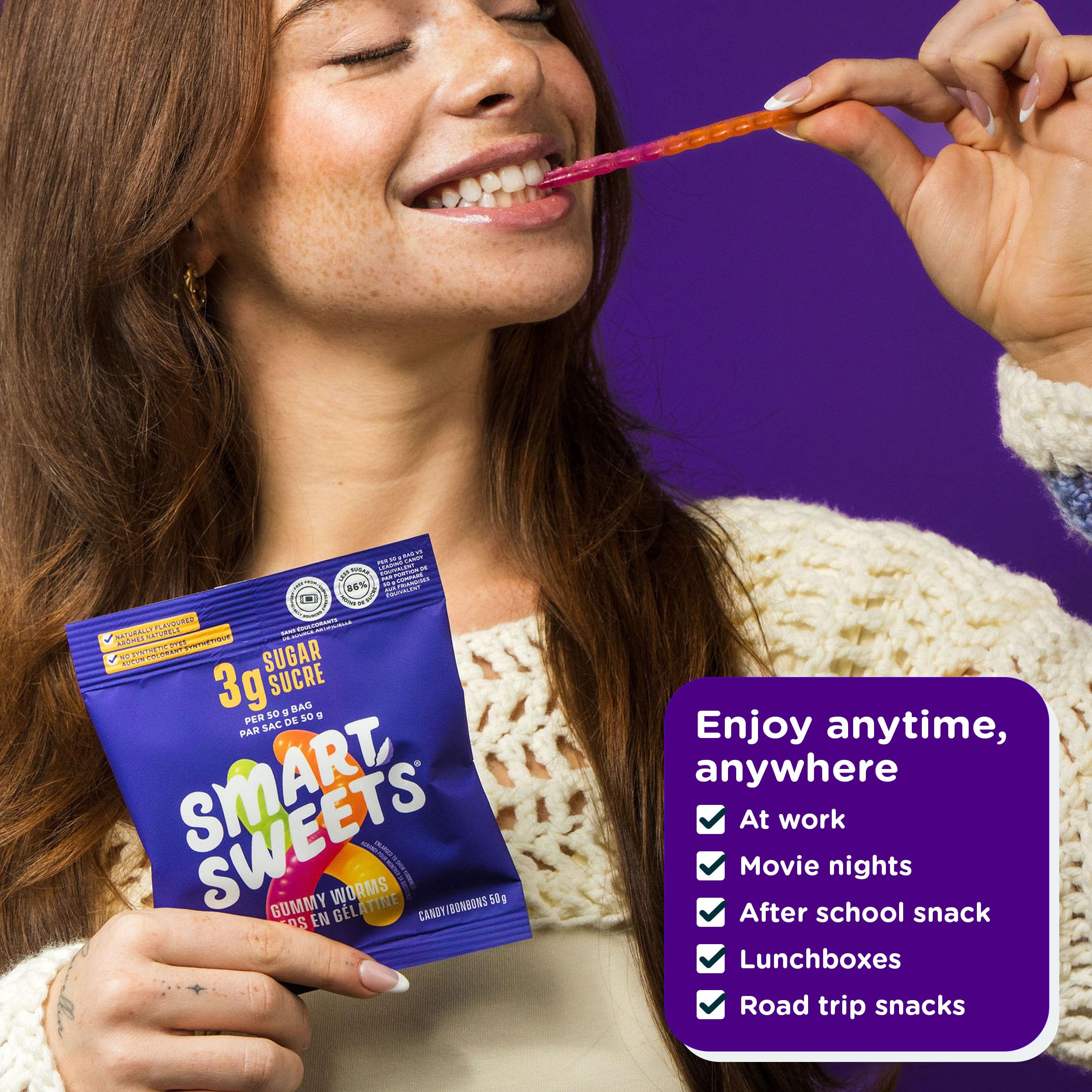 SmartSweets Gummy Worms, Low Sugar Gummy Candy, 50g Bags, 12 Pack 🍁 All In One Marketplace Canada